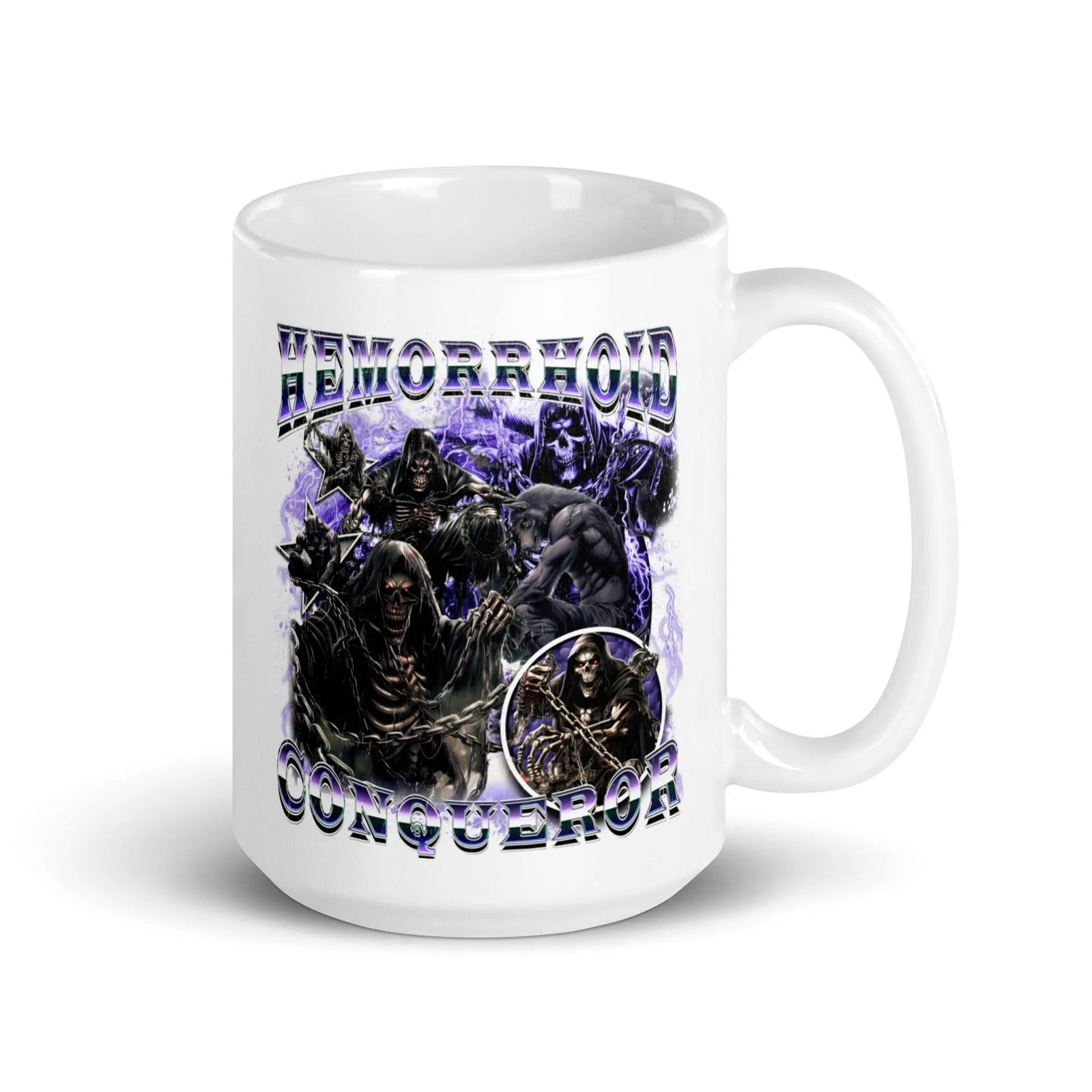 Hemorrhoid Conqueror White glossy mug - Orbital Clothing