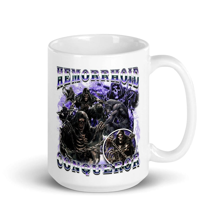 Hemorrhoid Conqueror White glossy mug - Orbital Clothing