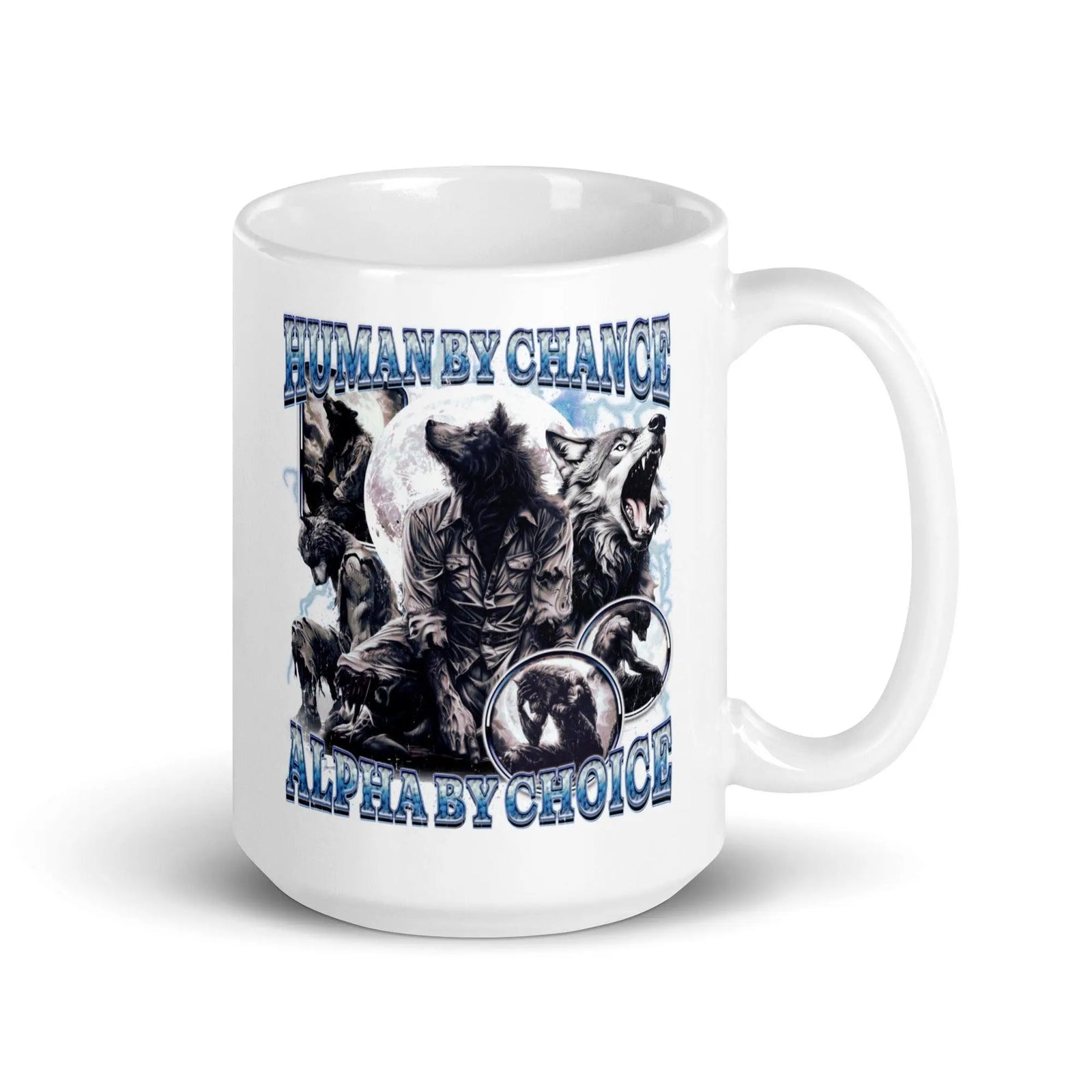 Human by Chance Alpha by Choice White glossy mug - Orbital Clothing