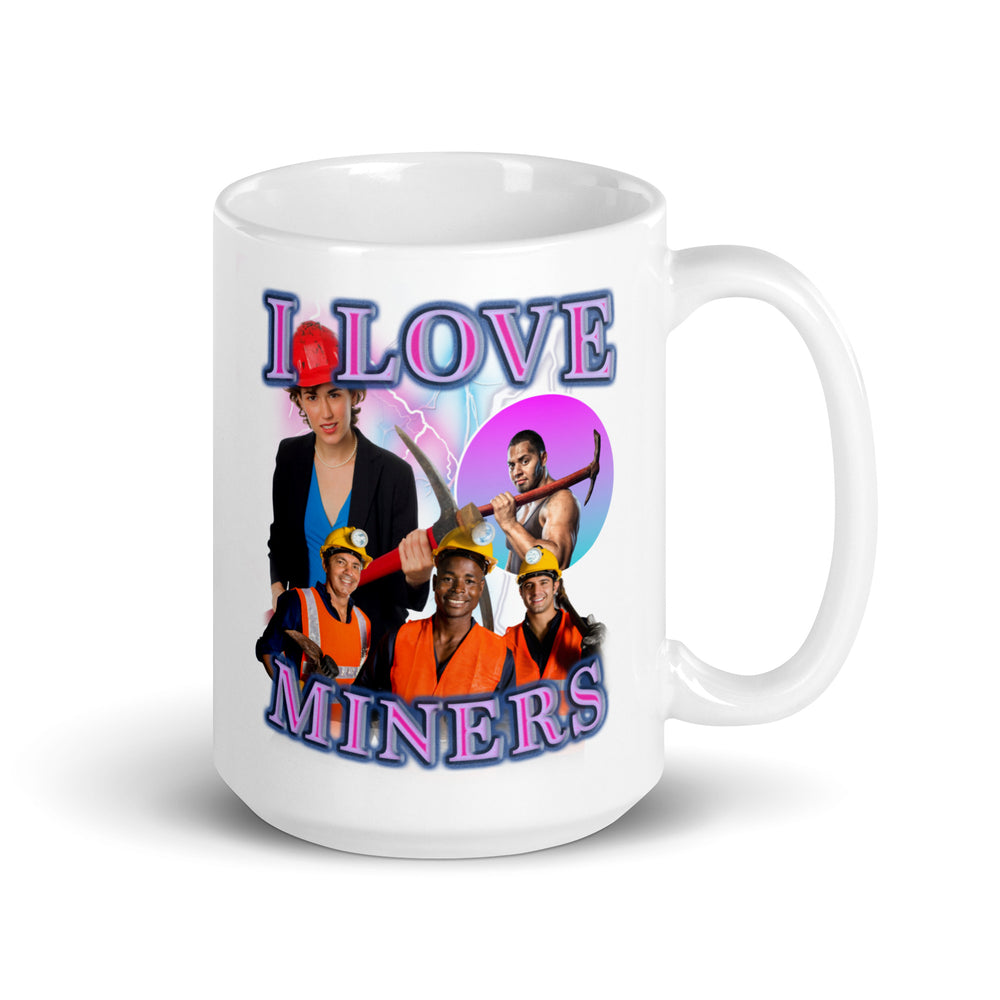 I Love Miners White glossy mug