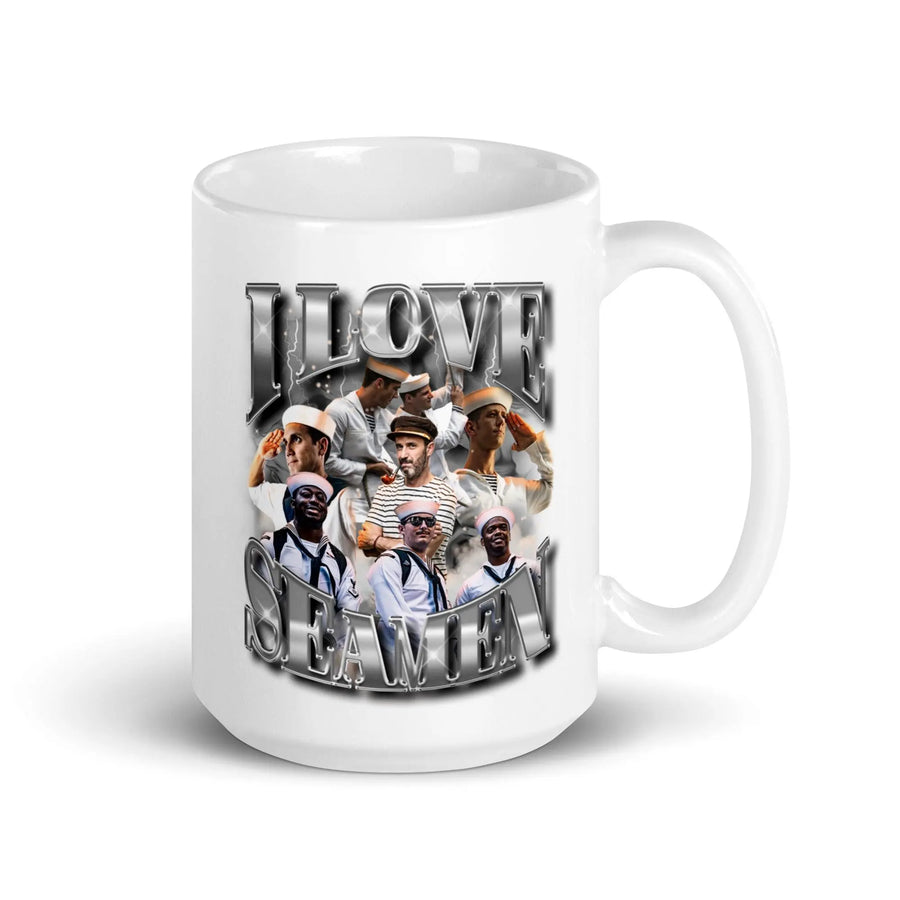 I Love Seamen White glossy mug - Orbital Clothing