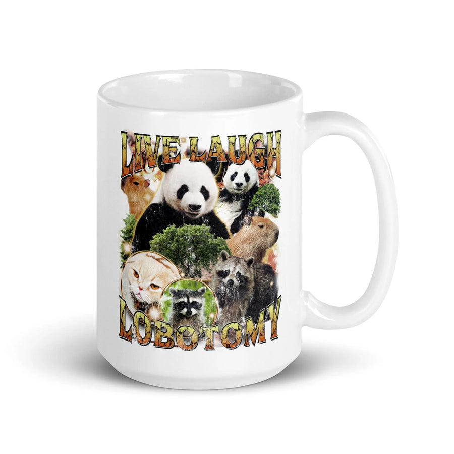 Live Laugh Lobotomy White glossy mug - Orbital Clothing