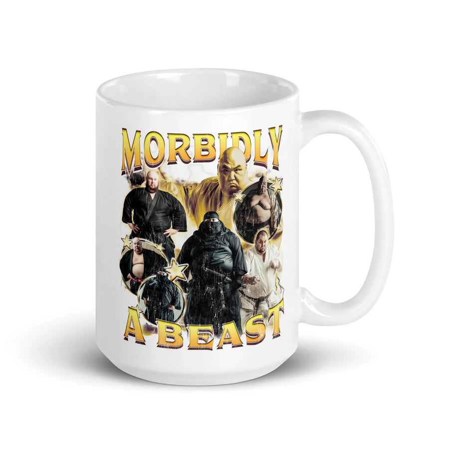 Morbidly a Beast White glossy mug - Orbital Clothing