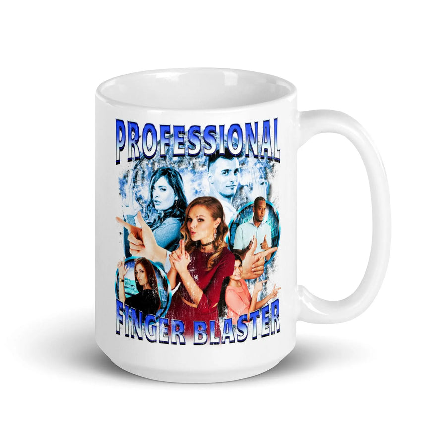 Professional Finger Blaster White glossy mug - Orbital Clothing