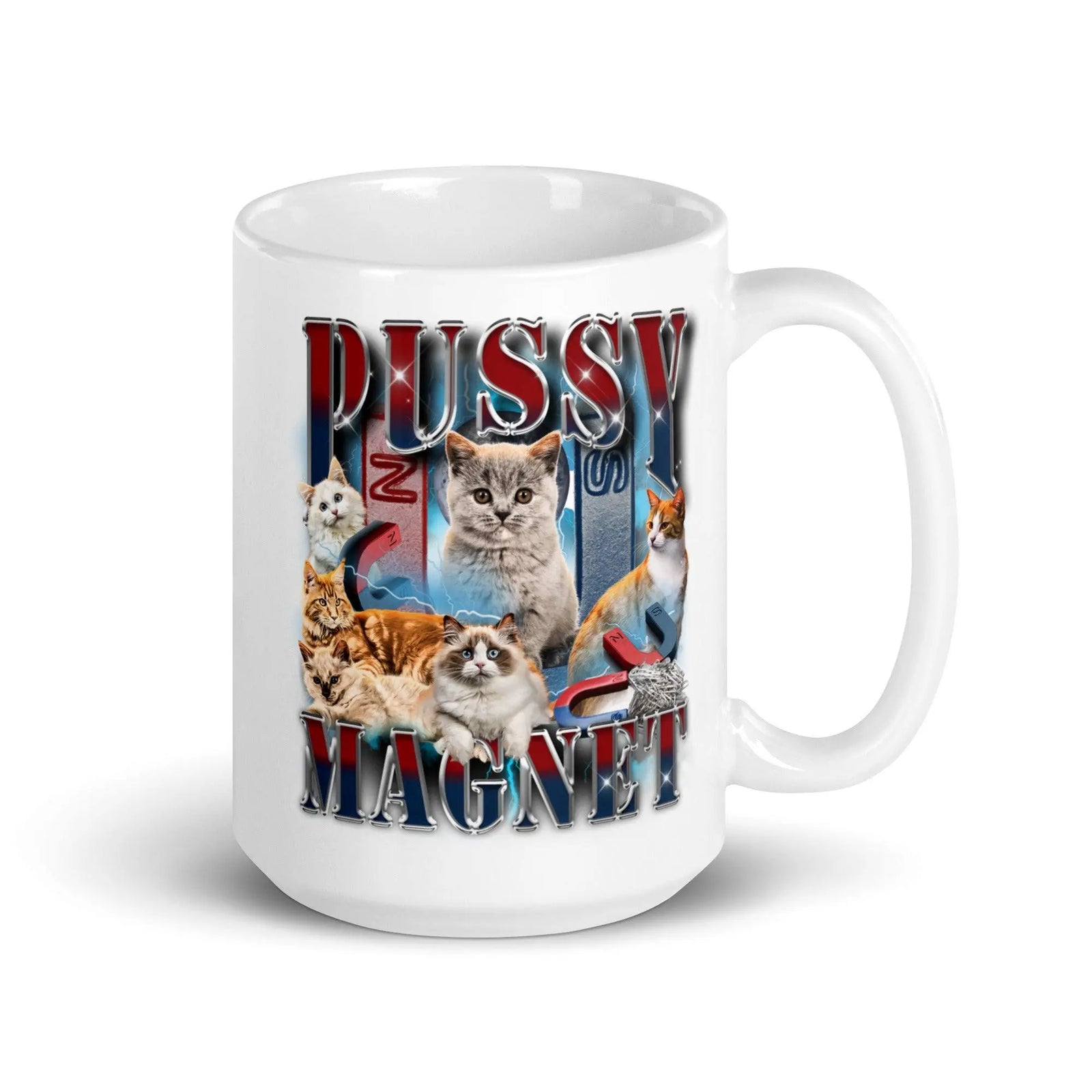 Pussy Magnet White glossy mug - Orbital Clothing