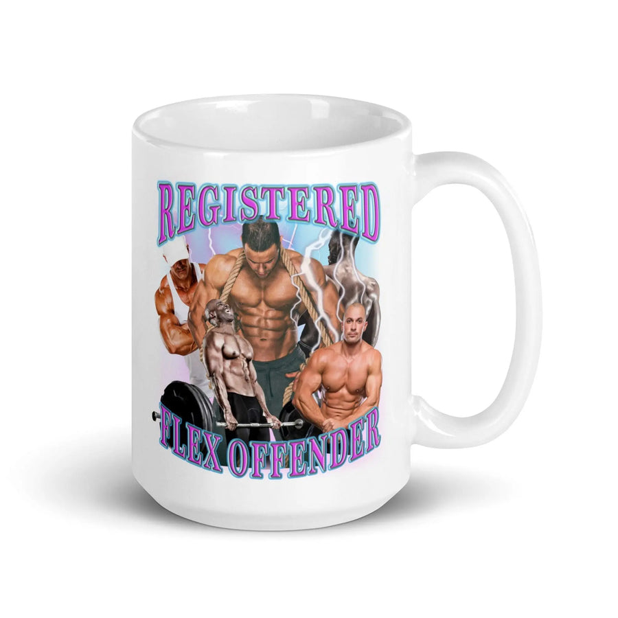 Registered Flex Offender White glossy mug - Orbital Clothing