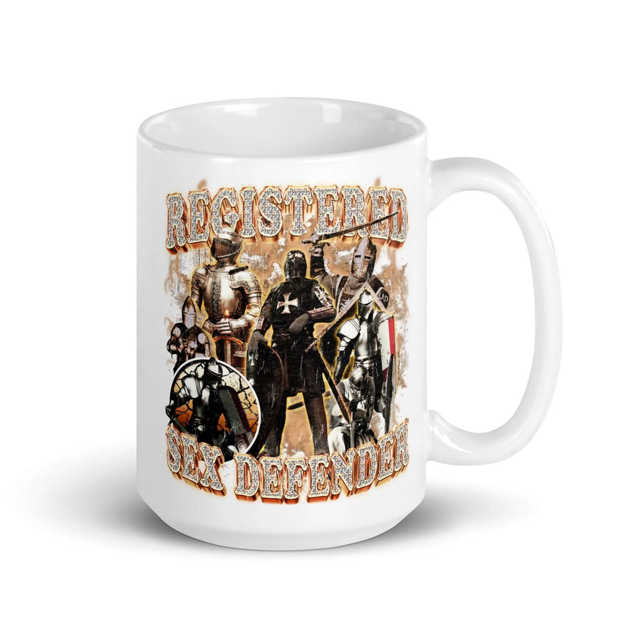 Registered Sex Defender White glossy mug - Orbital Clothing