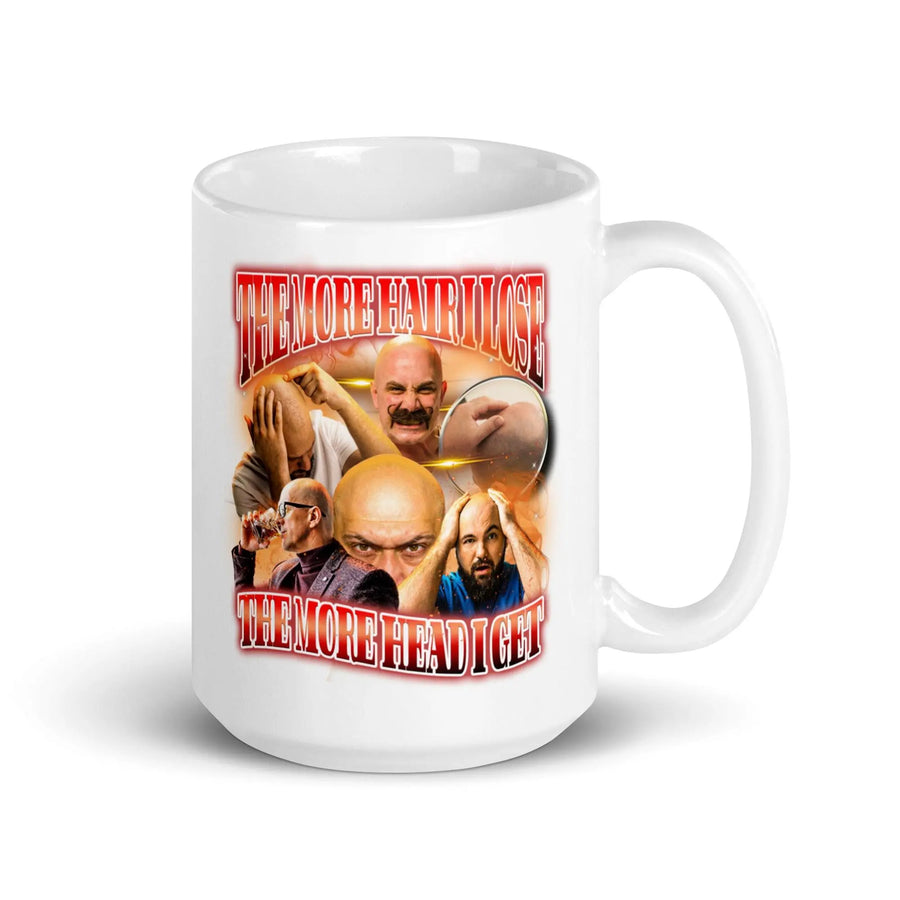 The more hair I lose the more head I get White glossy mug - Orbital Clothing