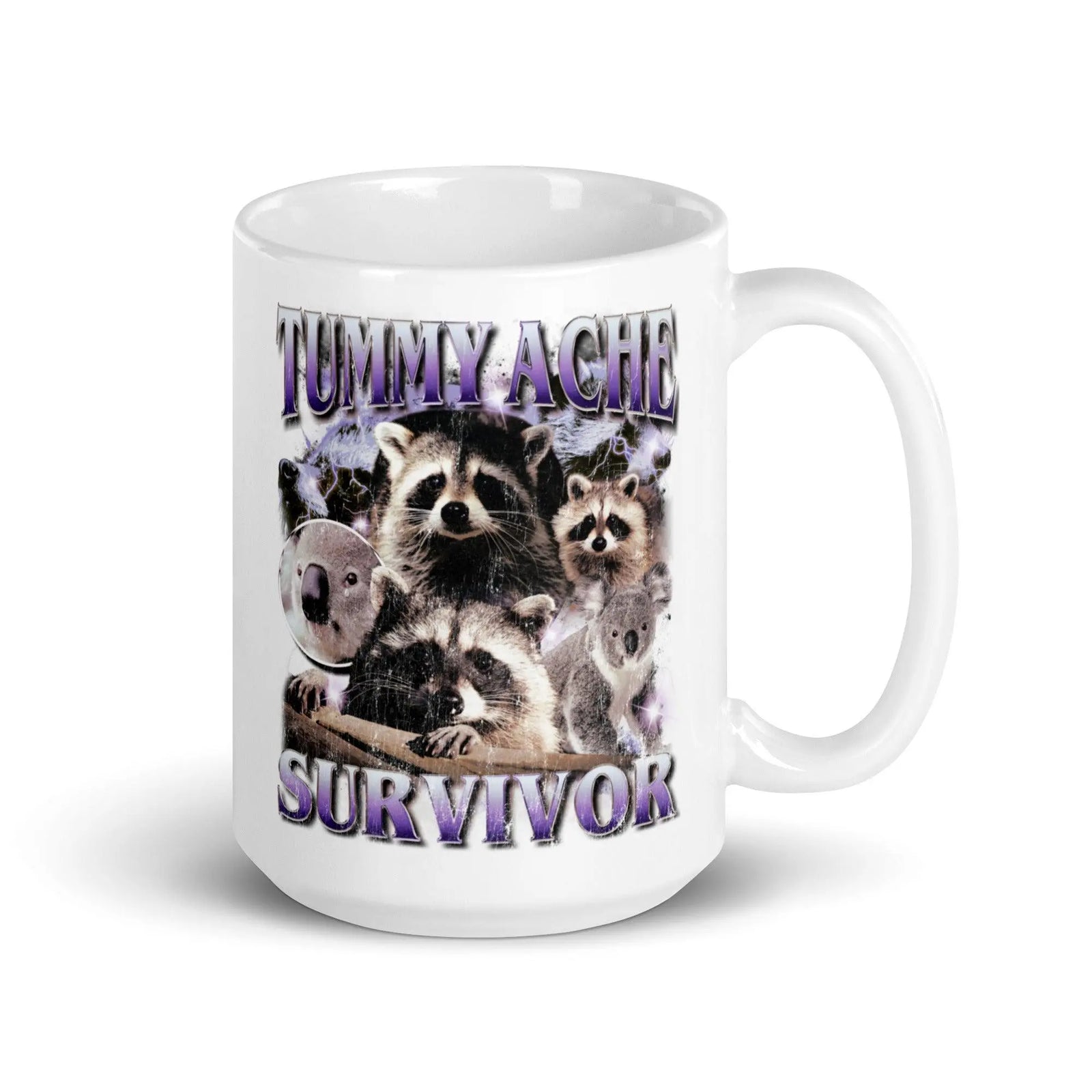 Tummy Ache Survivor White glossy mug - Orbital Clothing