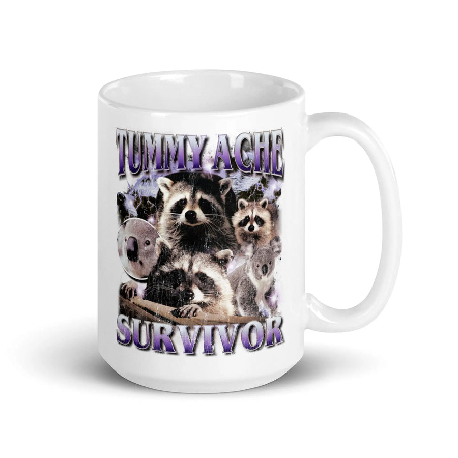 Tummy Ache Survivor White glossy mug - Orbital Clothing