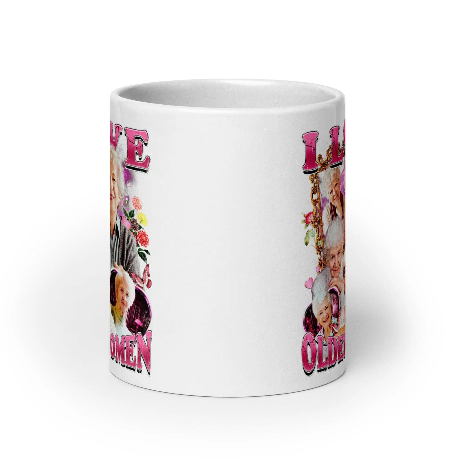 I love Older Women White glossy mug - Orbital Clothing