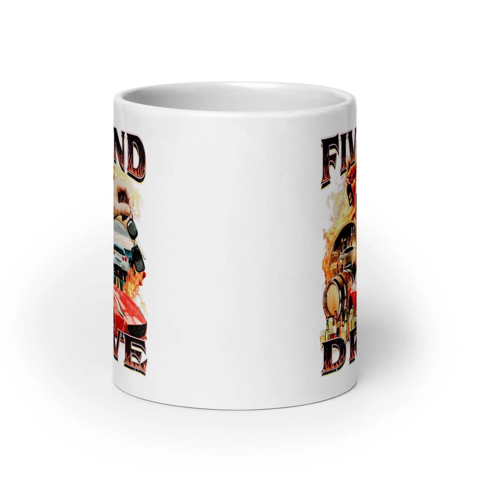 Five and Drive White glossy mug - Orbital Clothing