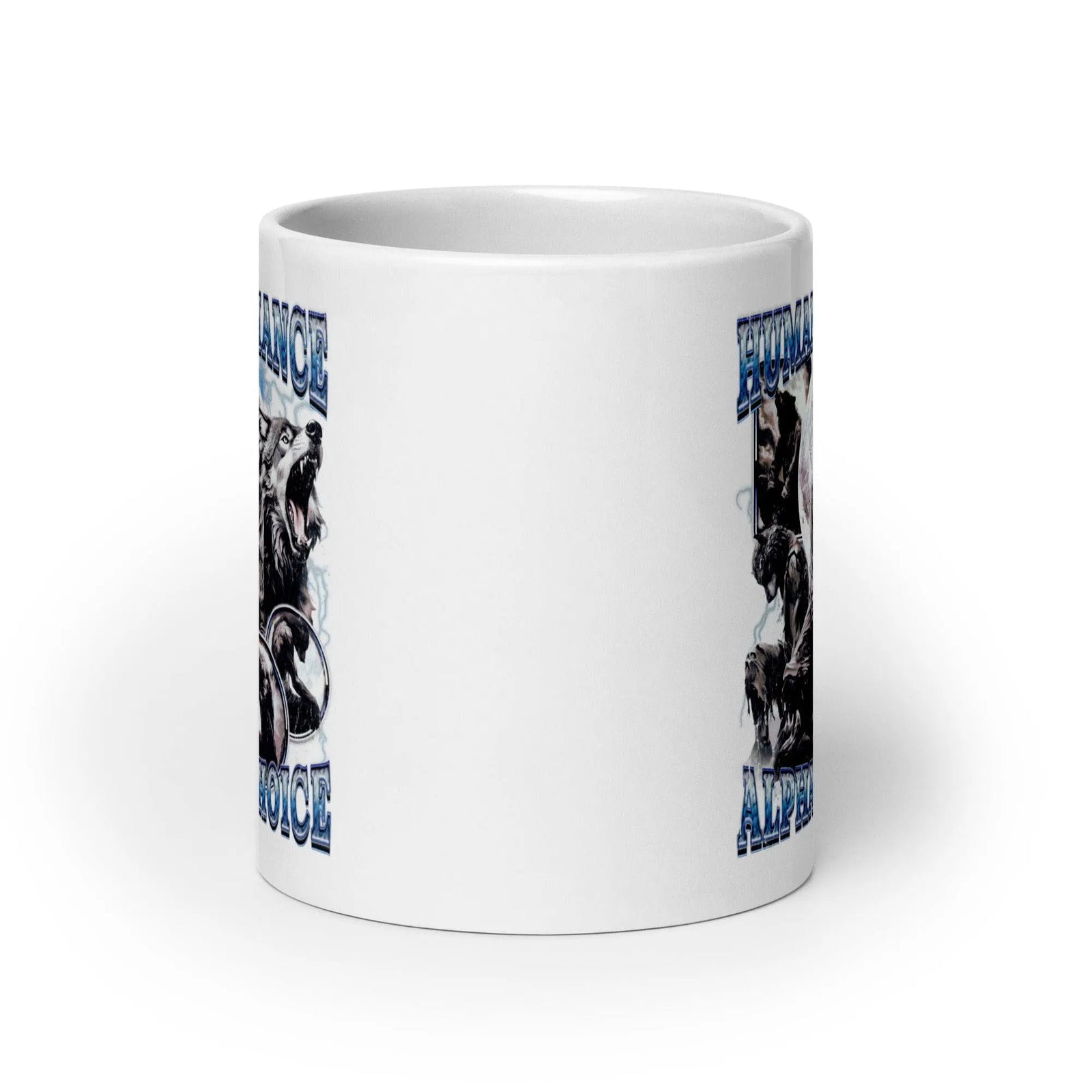 Human by Chance Alpha by Choice White glossy mug - Orbital Clothing