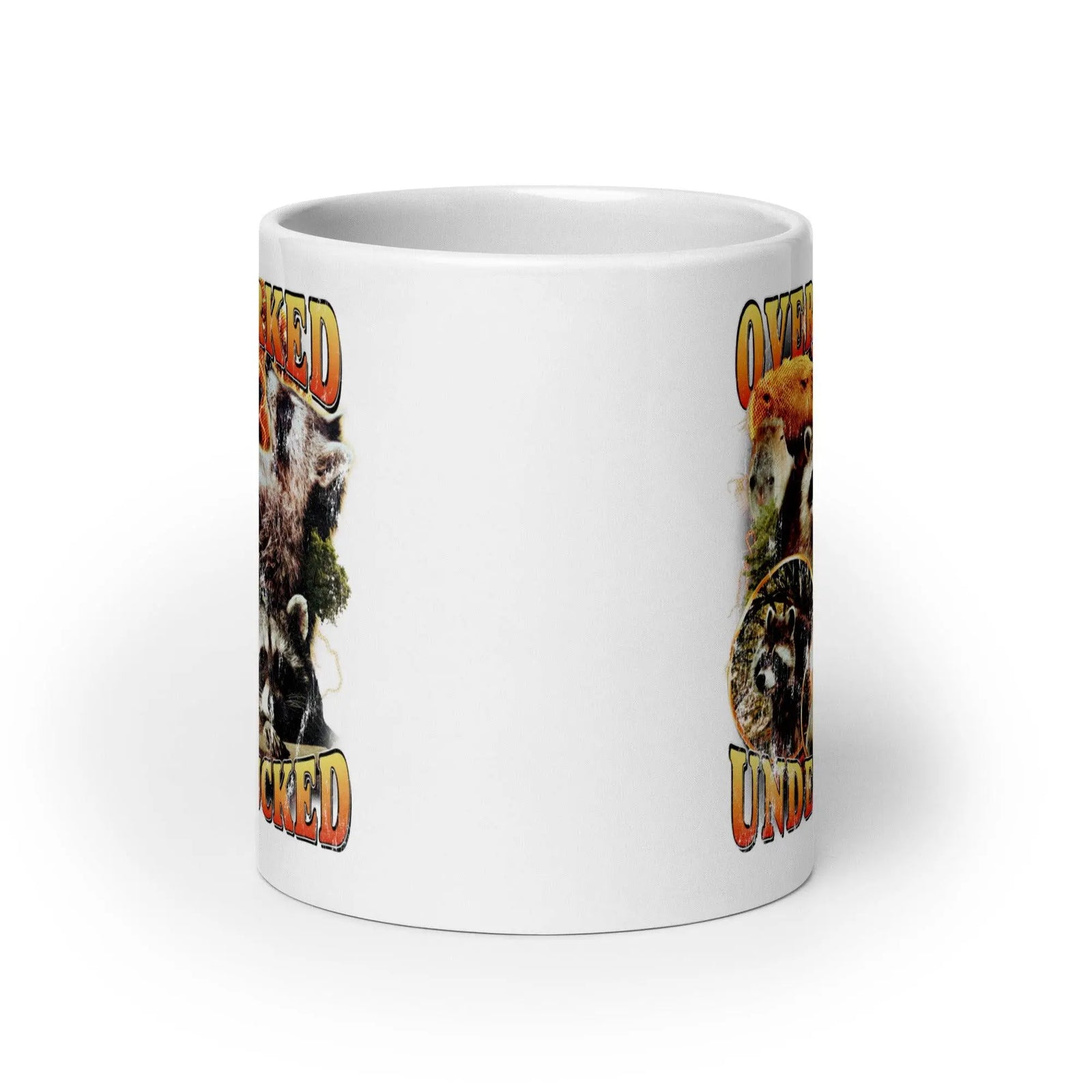 Overworked Underfucked White glossy mug - Orbital Clothing