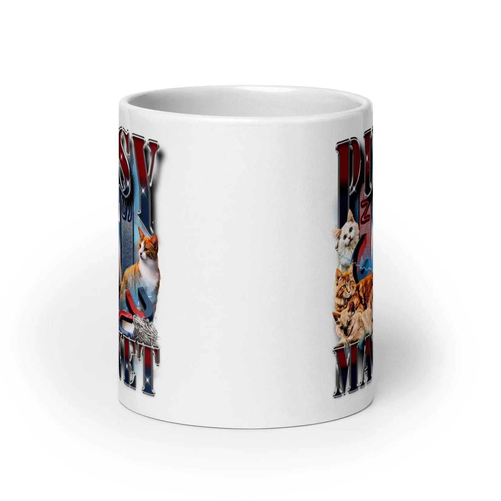 Pussy Magnet White glossy mug - Orbital Clothing