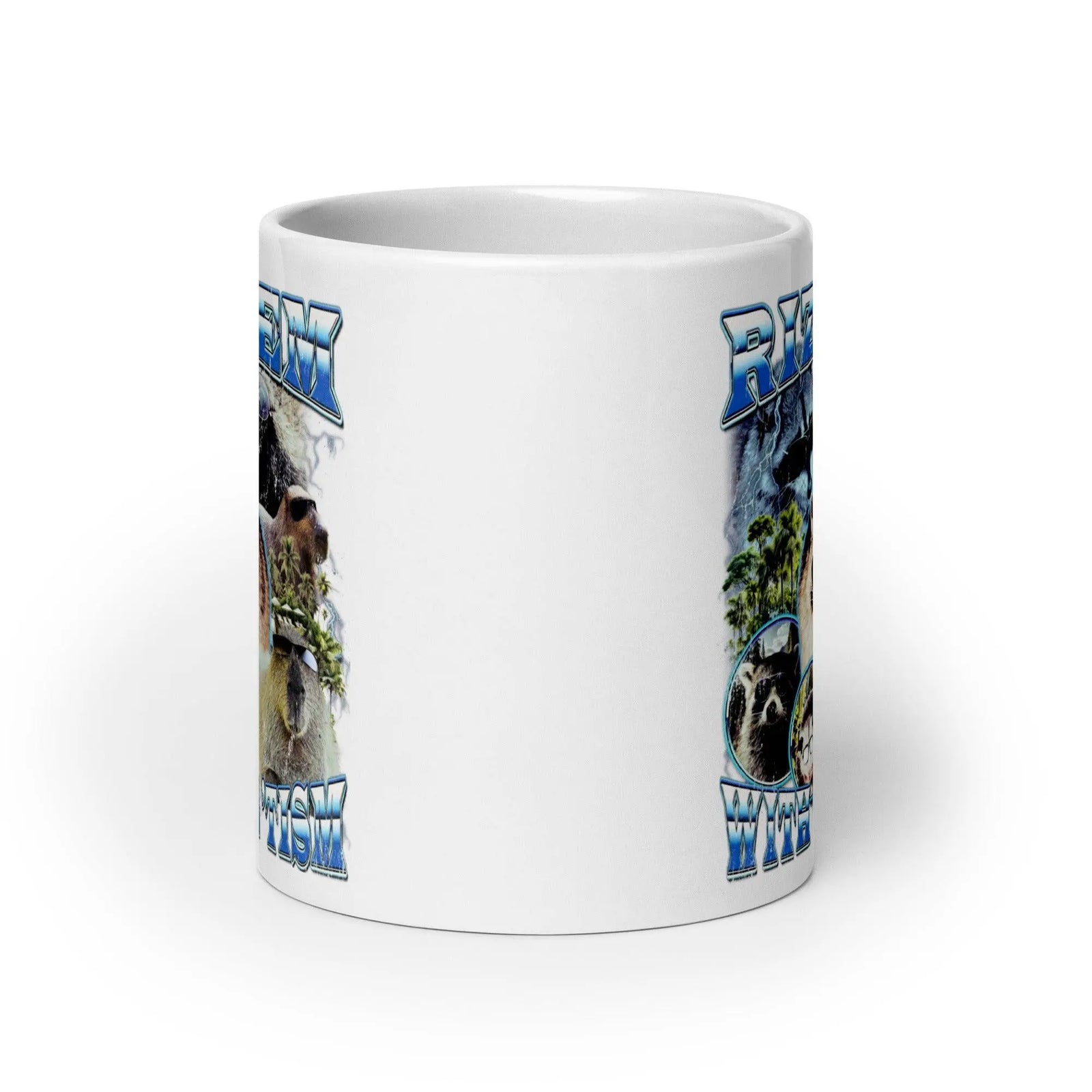 Rizz 'em with the 'tism White glossy mug - Orbital Clothing