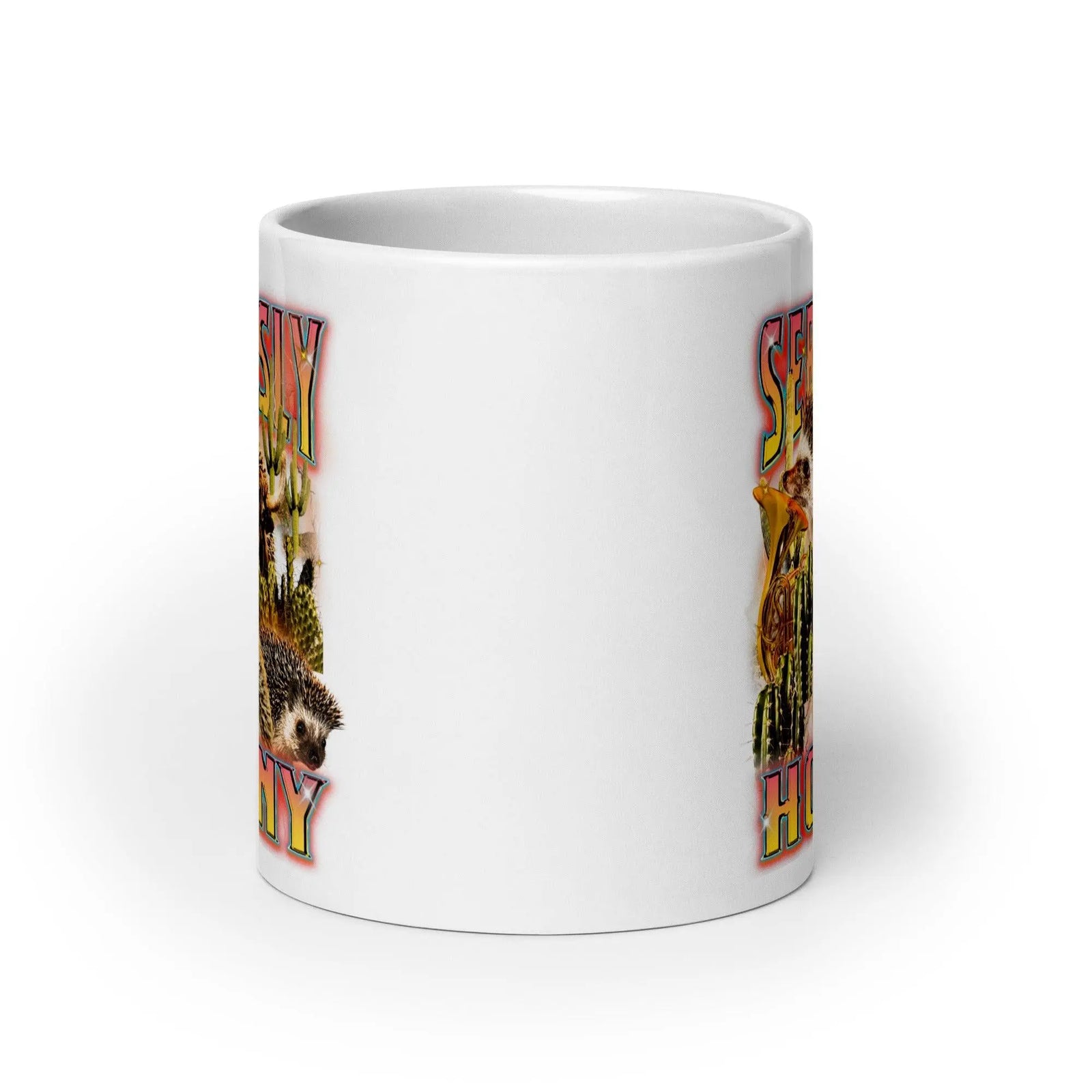 Seriously Horny White glossy mug - Orbital Clothing