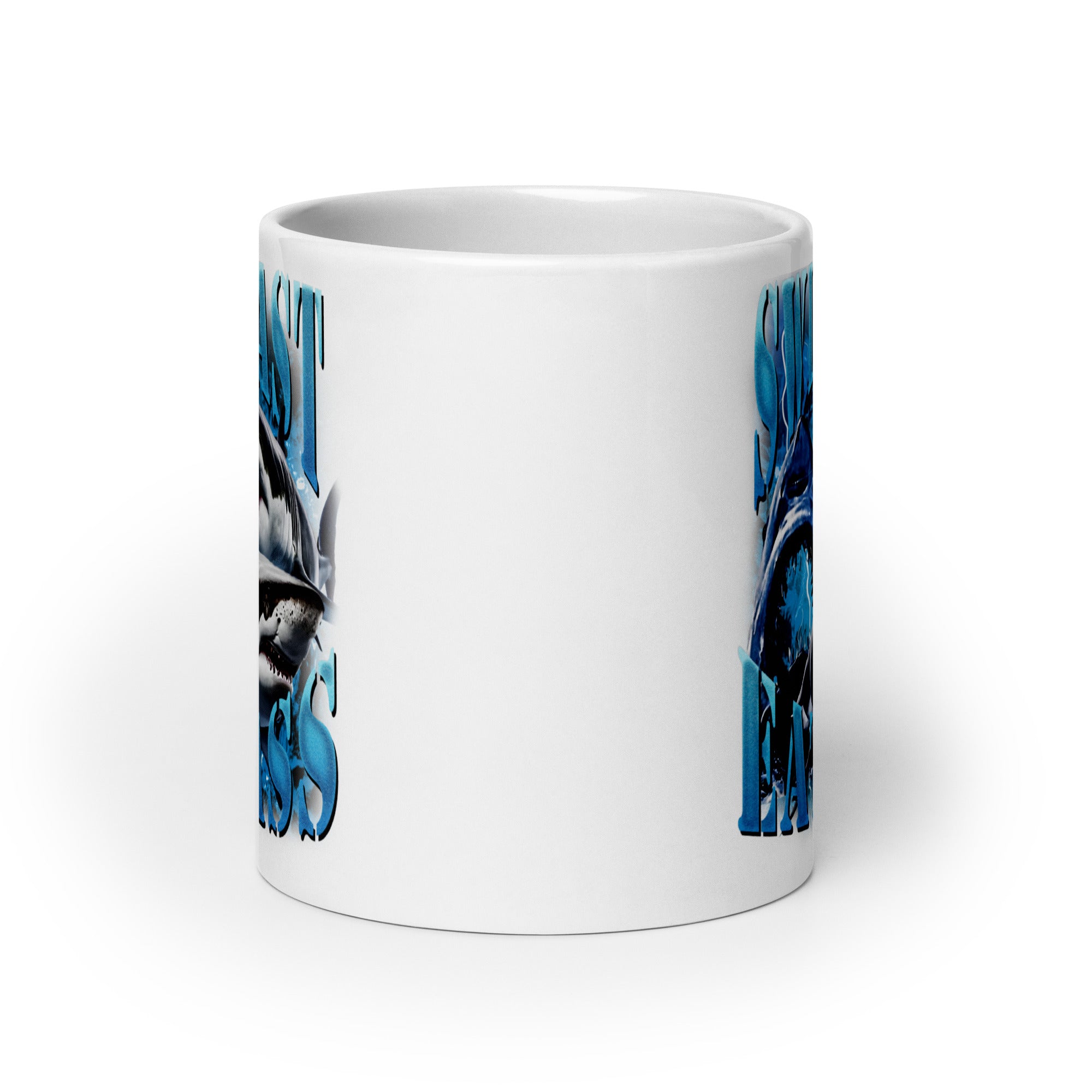 Swim Fast Eat Ass White glossy mug