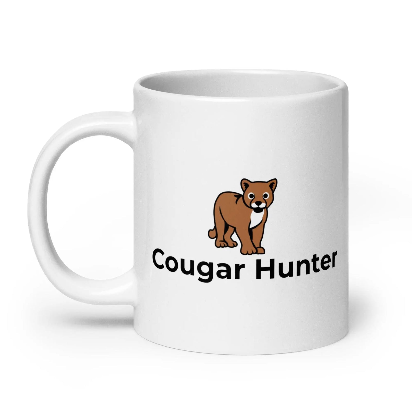 Cougar Hunter White glossy mug - Orbital Clothing
