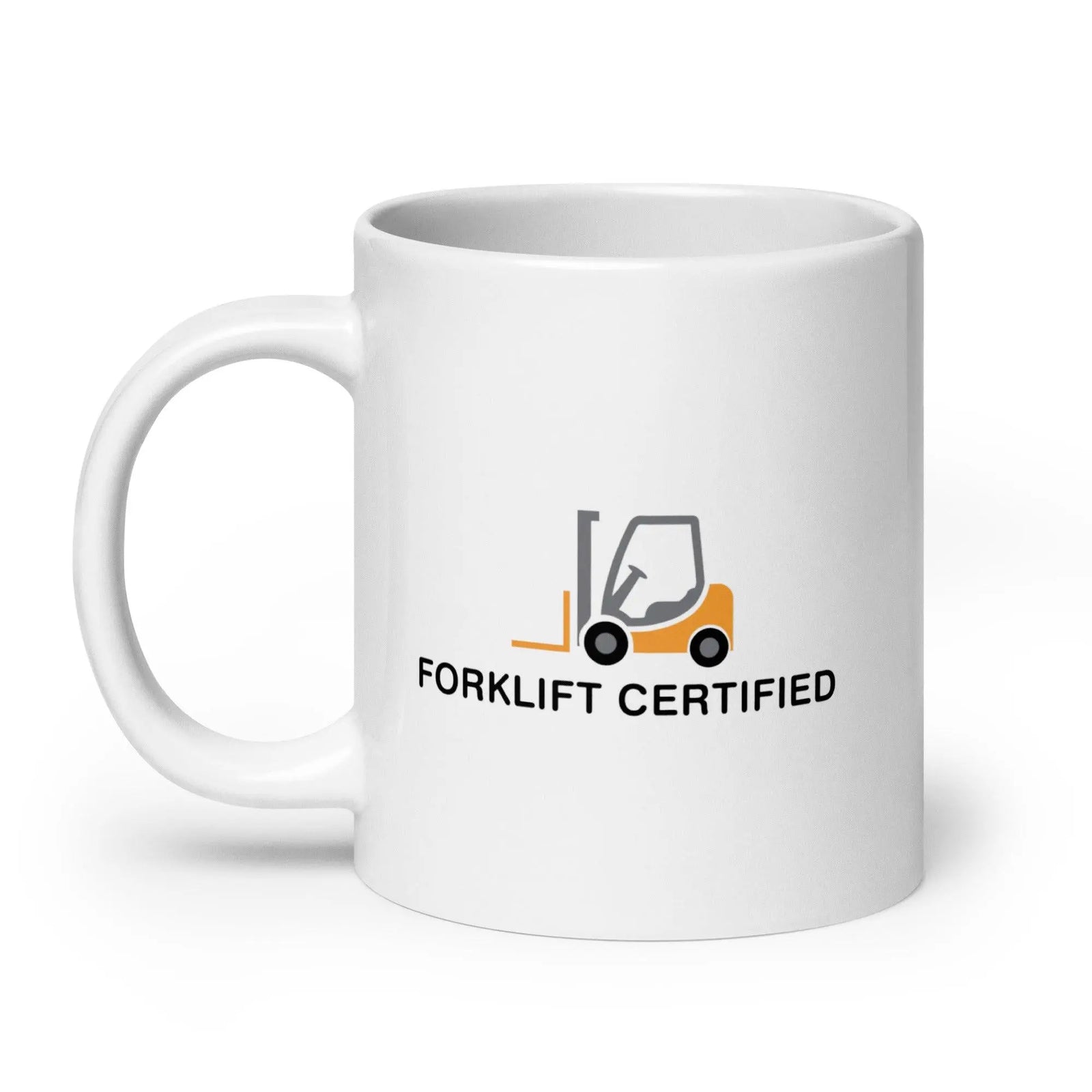 Forklift Certified White glossy mug - Orbital Clothing