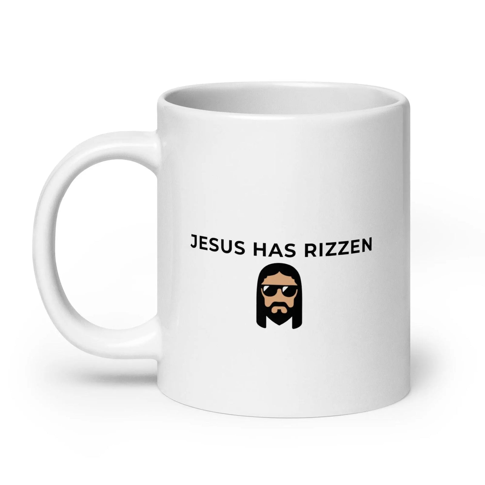 Jesus has Rizzen White glossy mug - Orbital Clothing