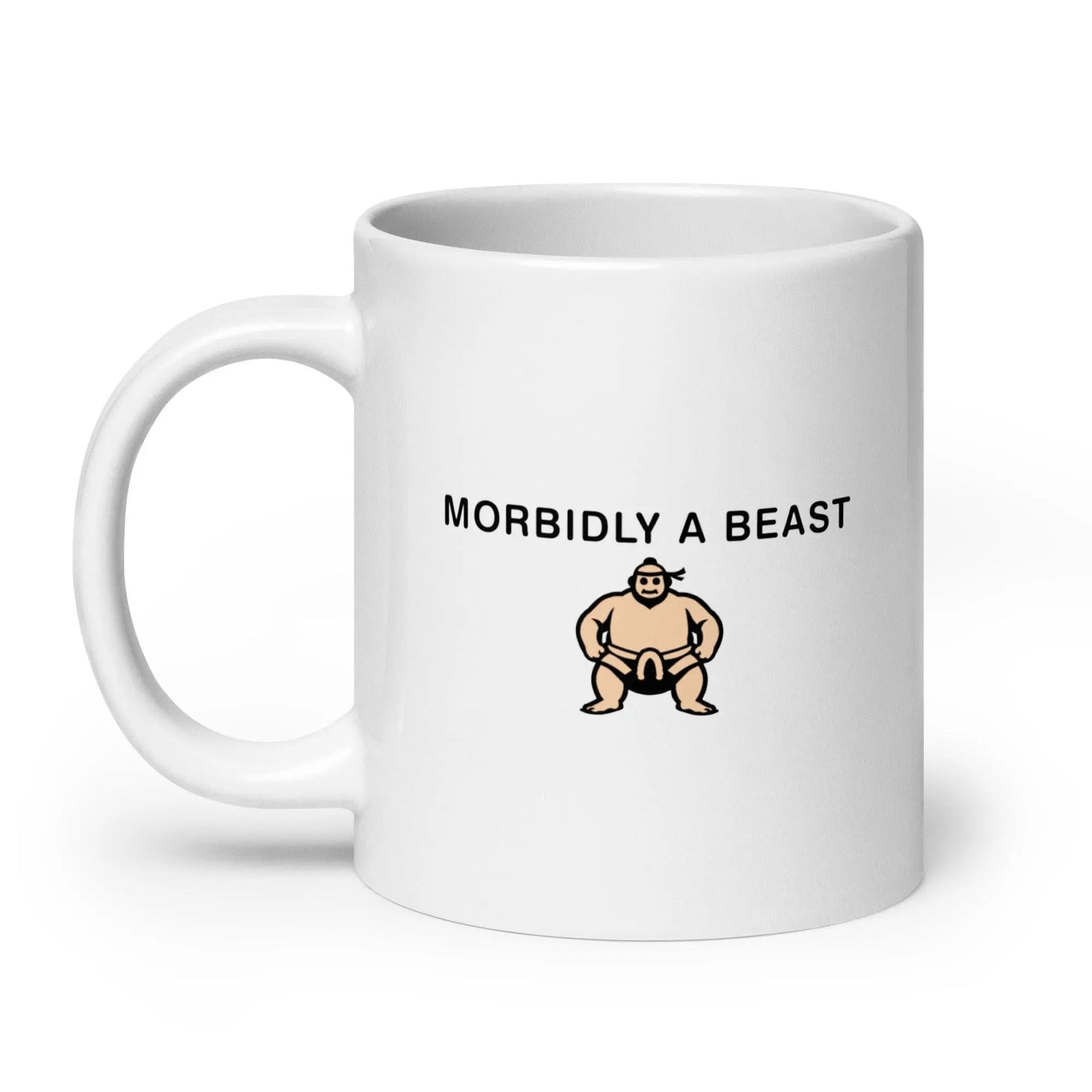 Morbidly a Beast White glossy mug - Orbital Clothing