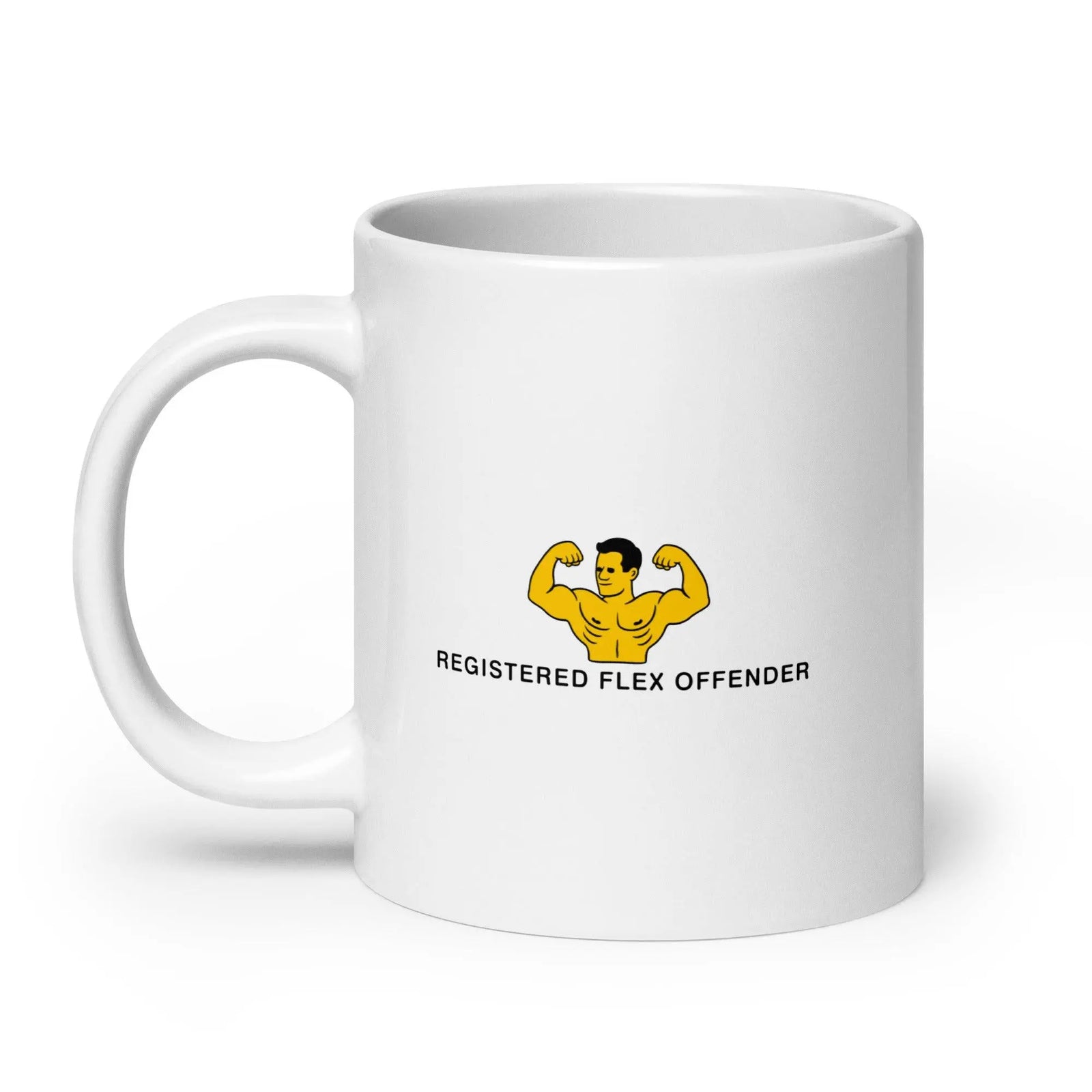 Registered Flex Offender White glossy mug - Orbital Clothing