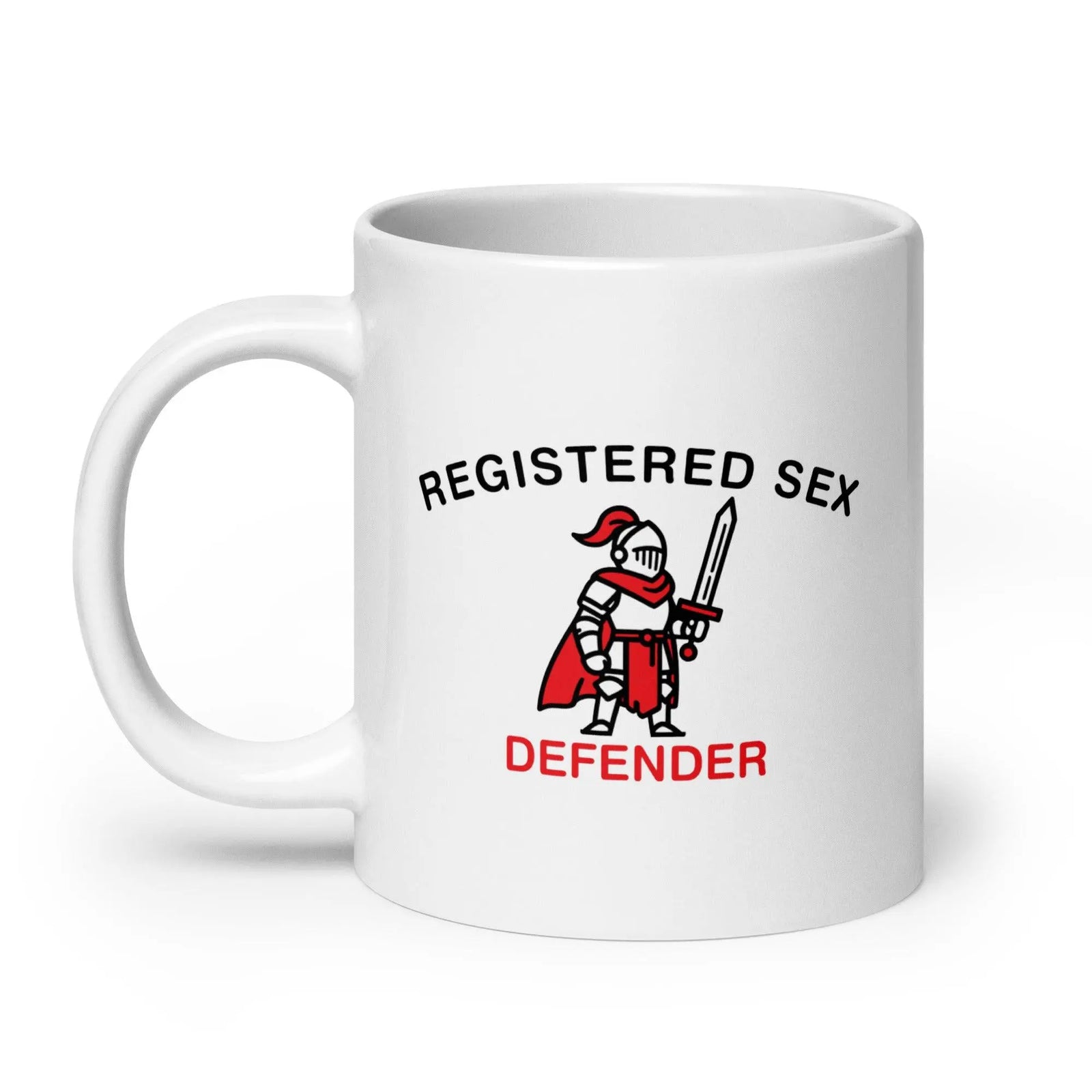 Registered Sex Defender White glossy mug - Orbital Clothing