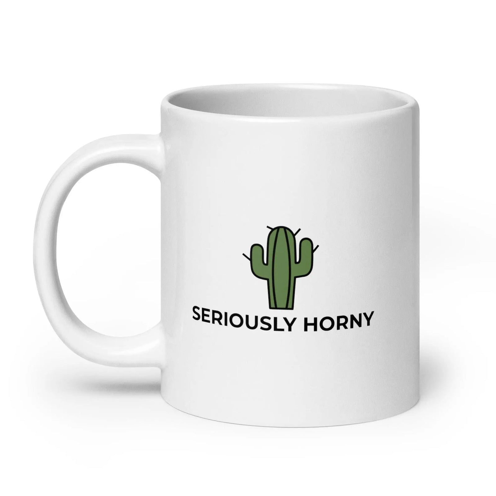 Seriously Horny White glossy mug - Orbital Clothing