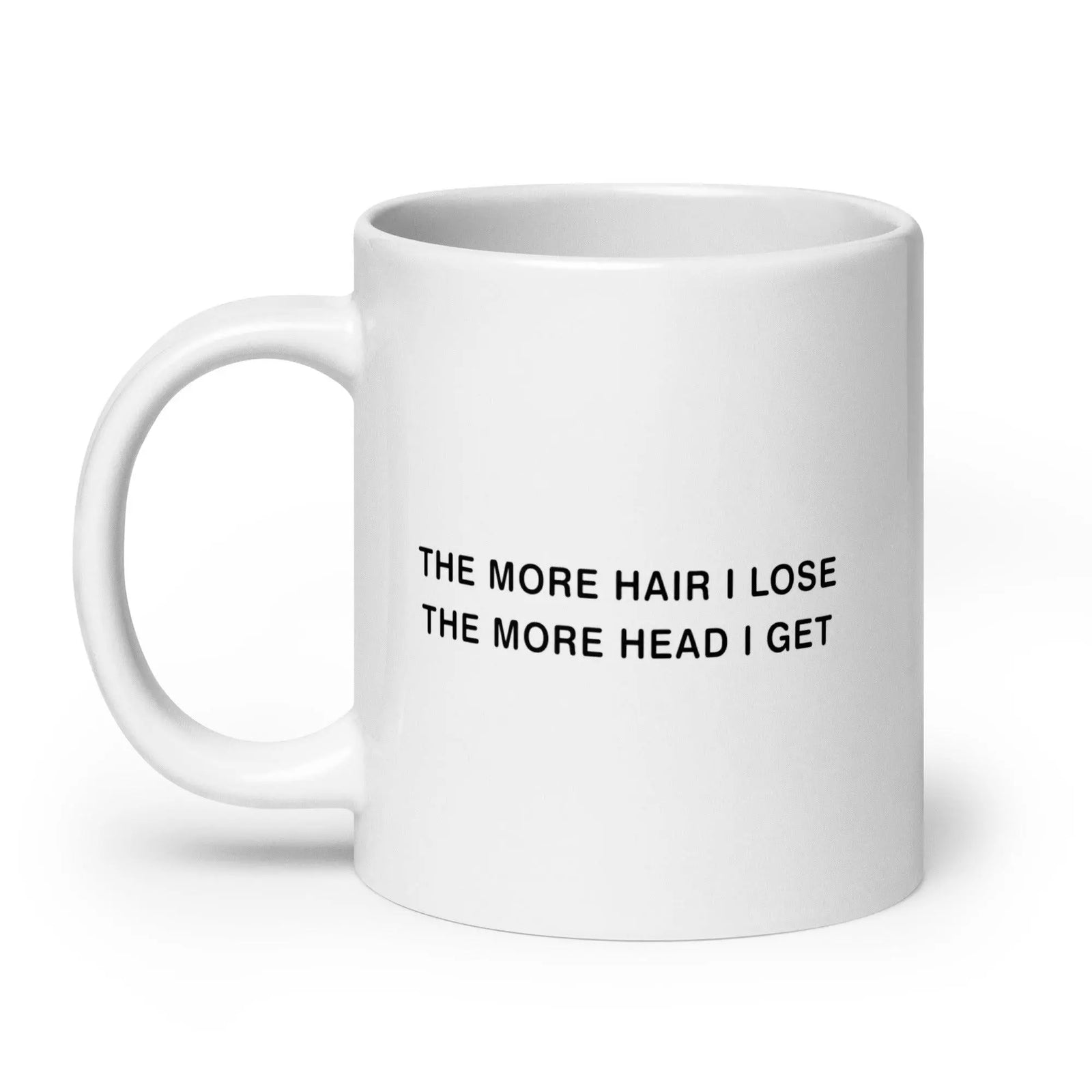 The More Hair I Lose The More Head I Get White glossy mug - Orbital Clothing