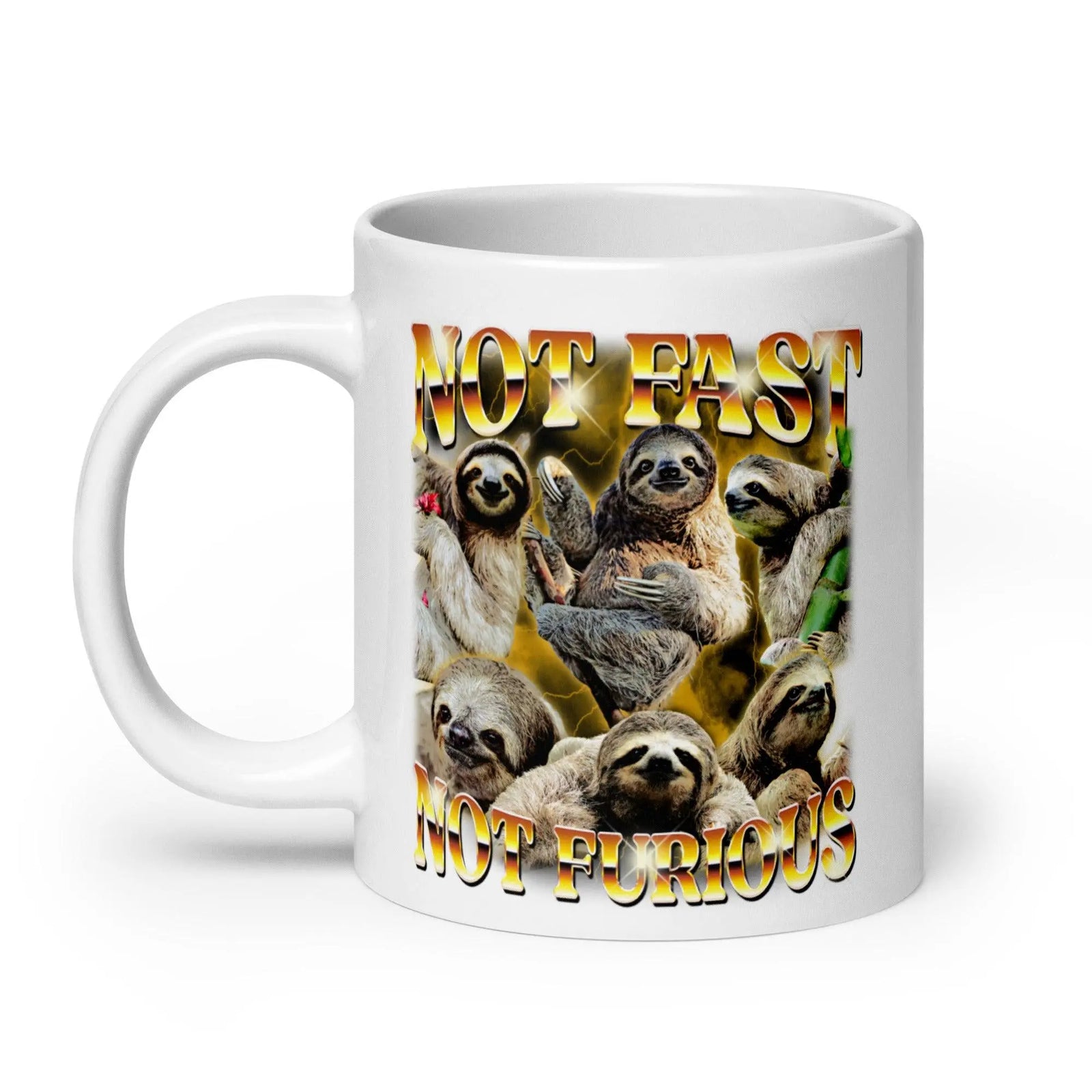 Not Fast Not Furious White glossy mug - Orbital Clothing