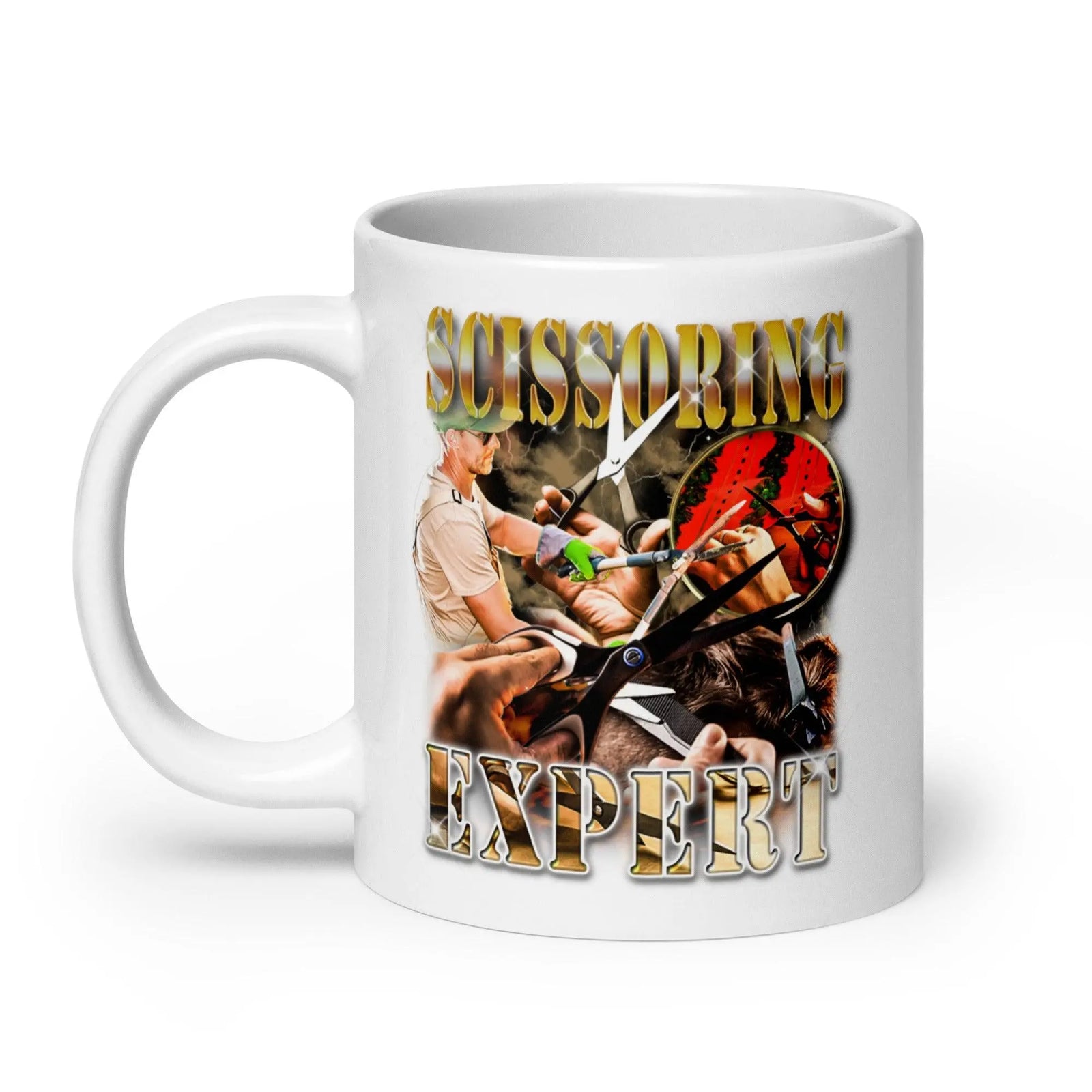 Scissoring Expert White glossy mug - Orbital Clothing
