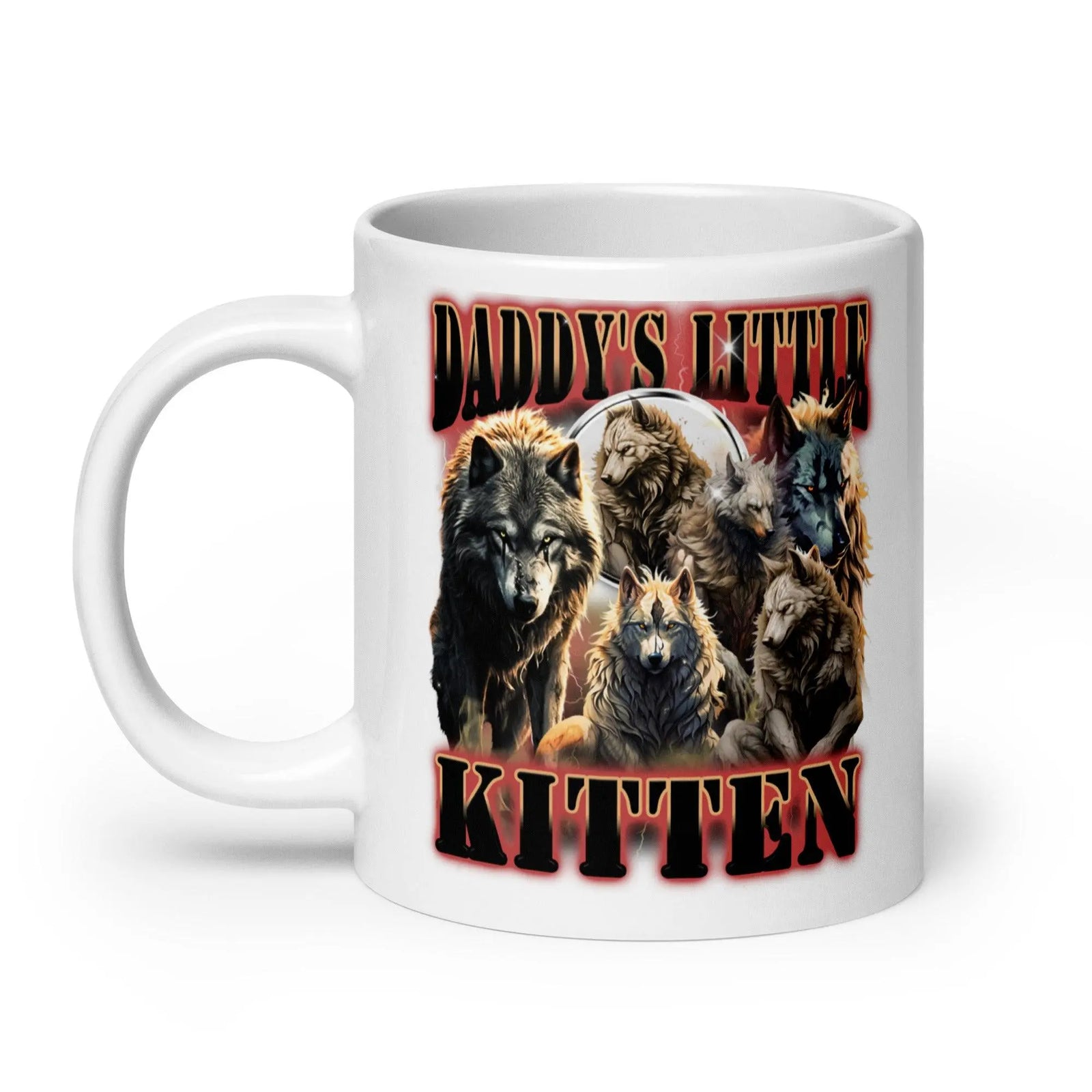 Daddy's Little Kitten White glossy mug - Orbital Clothing