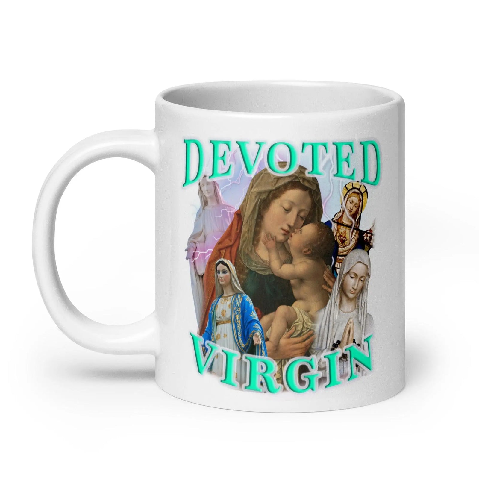 Devoted Virgin White glossy mug - Orbital Clothing