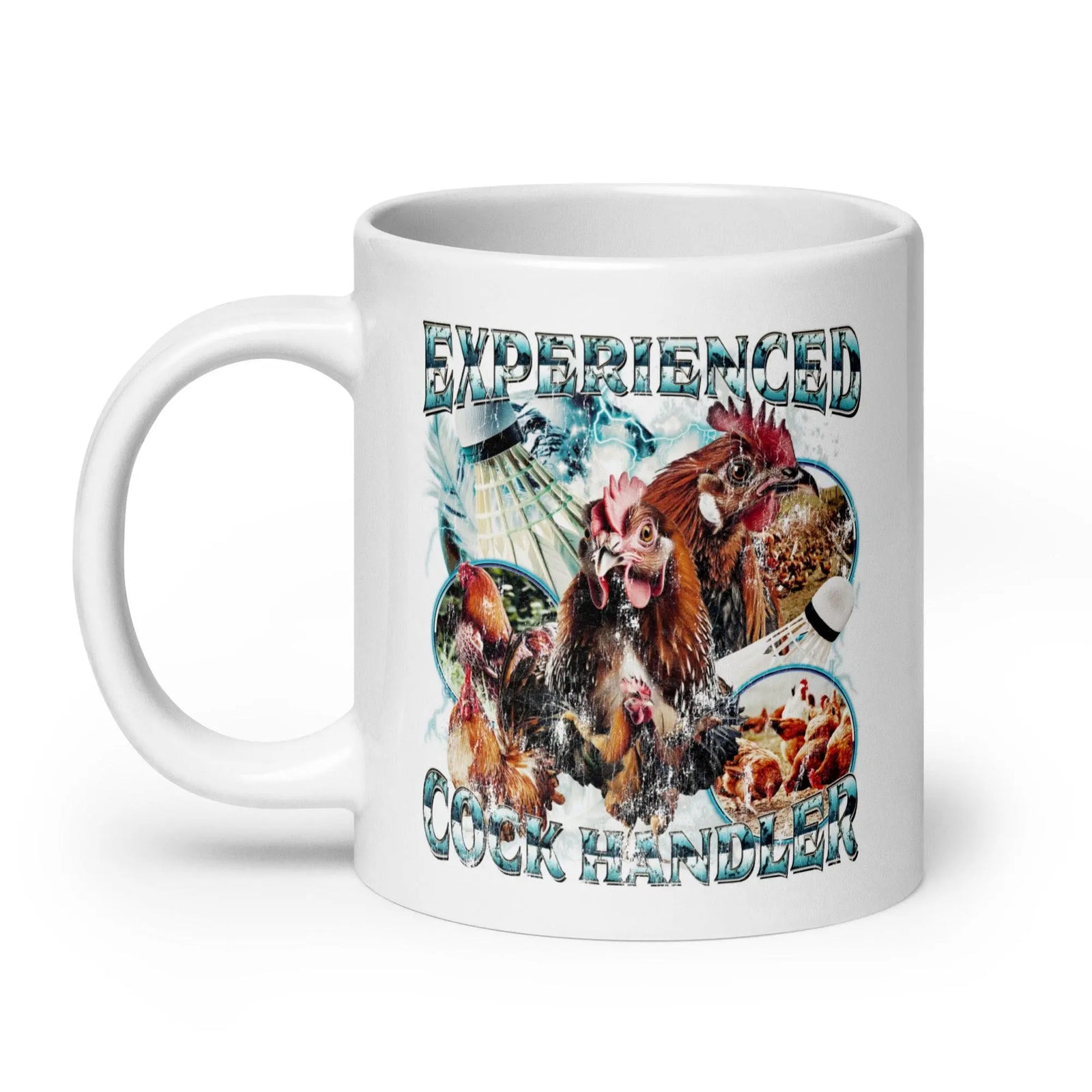 Experienced Cock Handler White glossy mug - Orbital Clothing