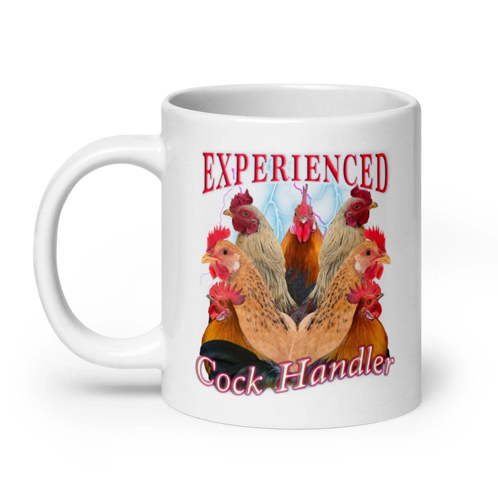 Experienced Cock Handler White glossy mug - Orbital Clothing