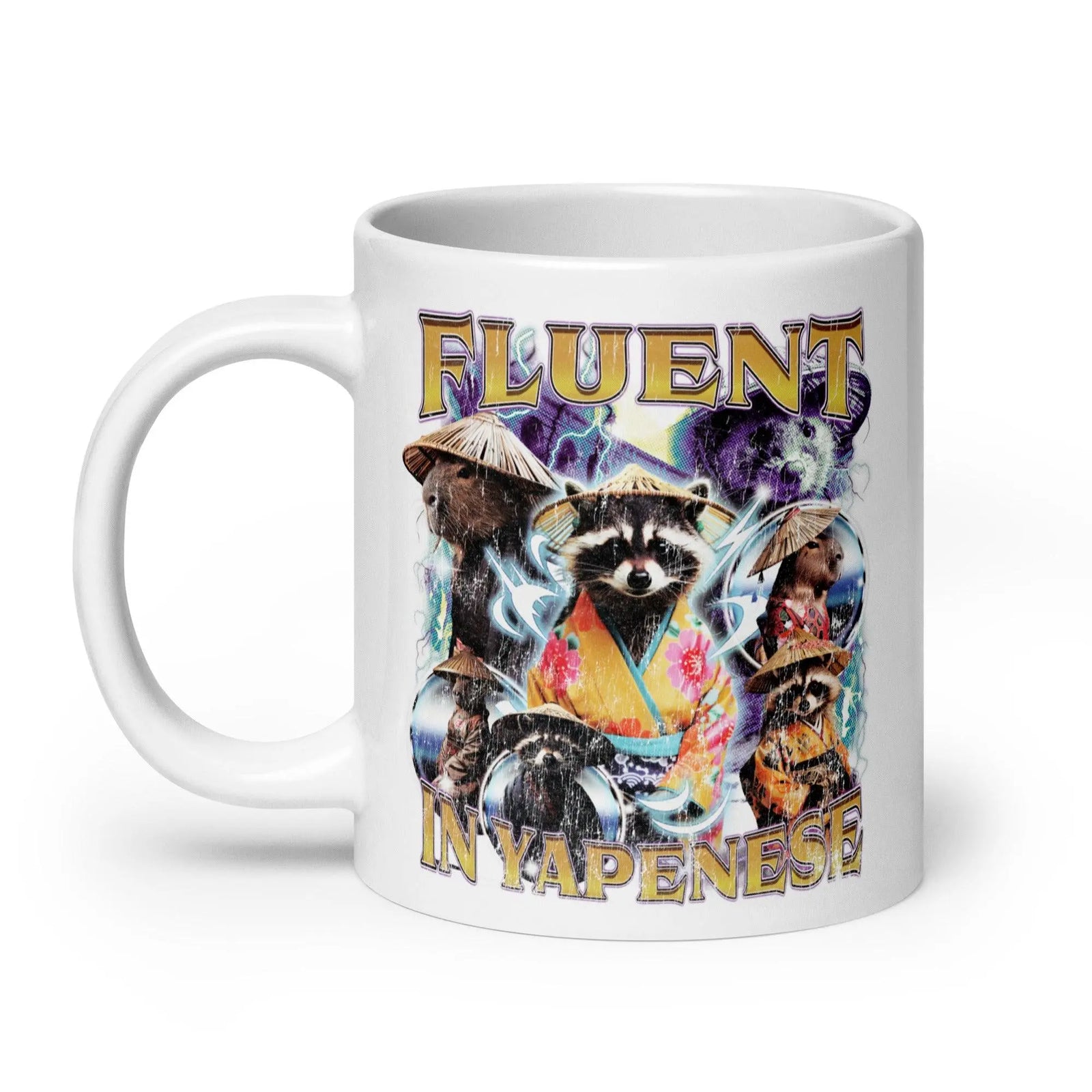 Fluent in Yapenese White glossy mug - Orbital Clothing