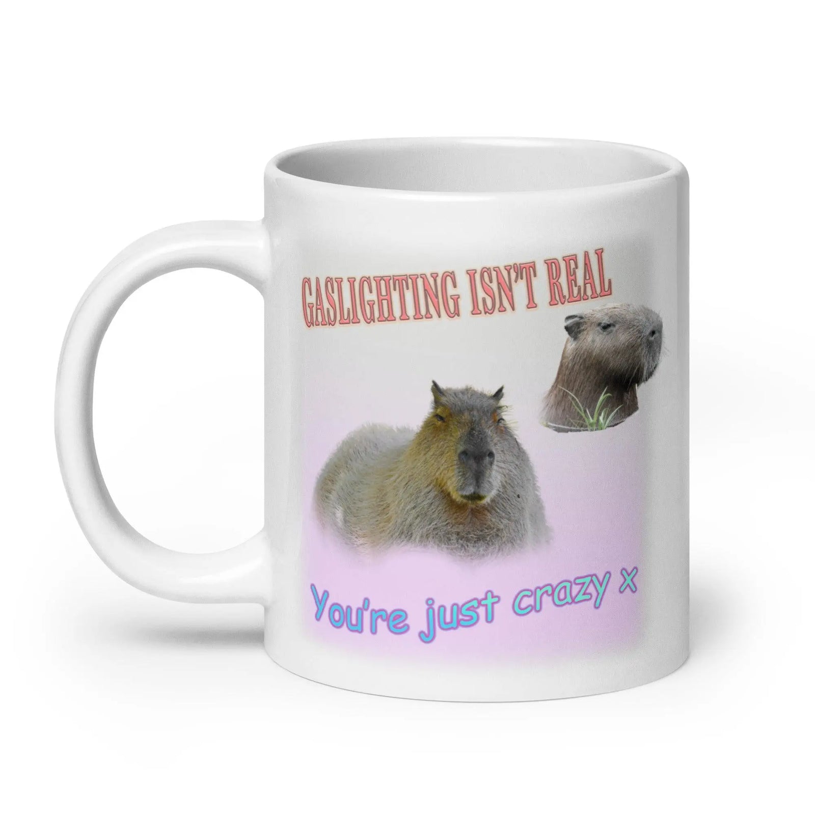 Gaslighting isn't Real White glossy mug - Orbital Clothing