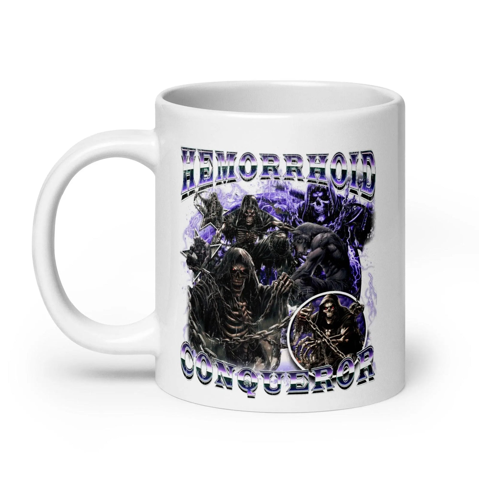 Hemorrhoid Conqueror White glossy mug - Orbital Clothing