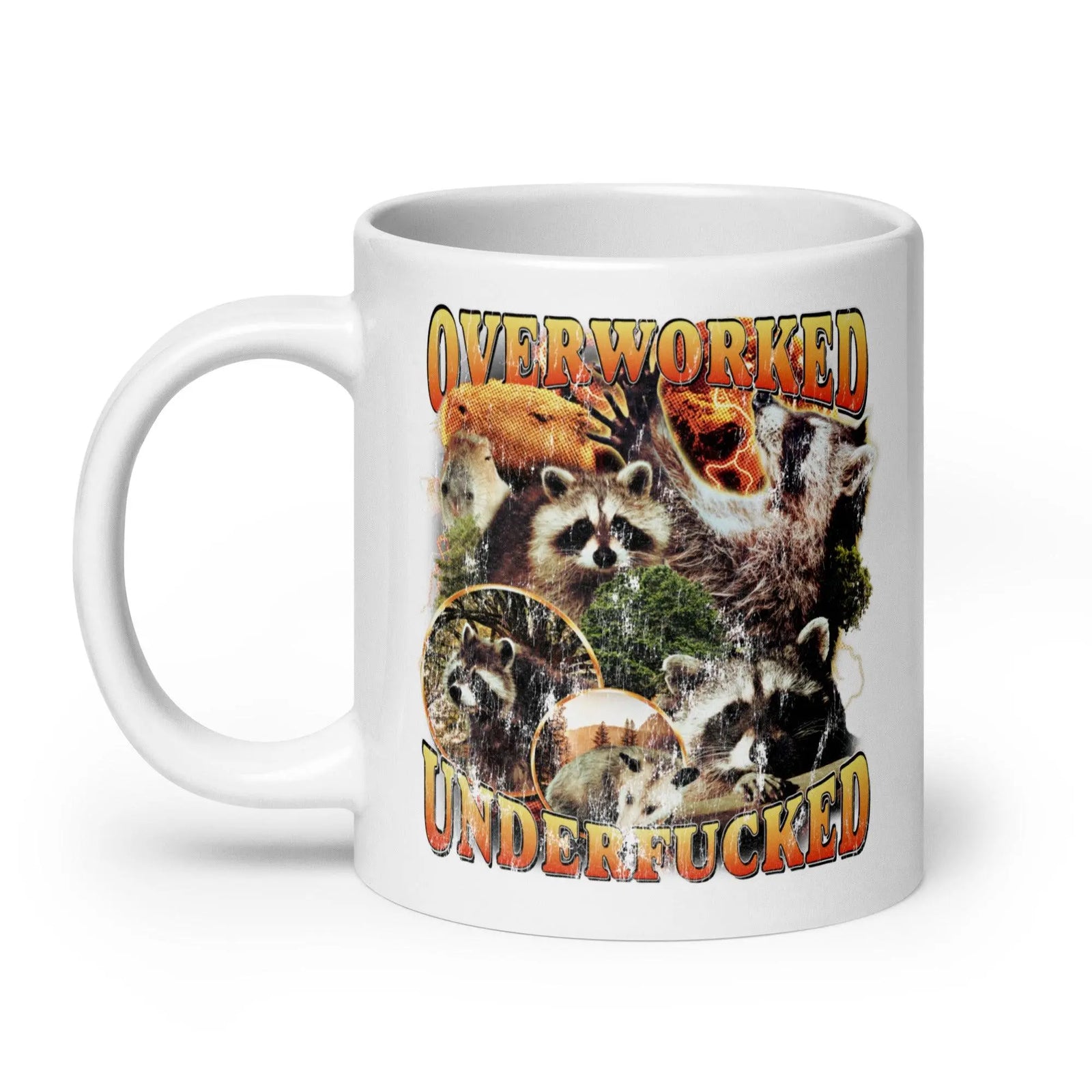 Overworked Underfucked White glossy mug - Orbital Clothing