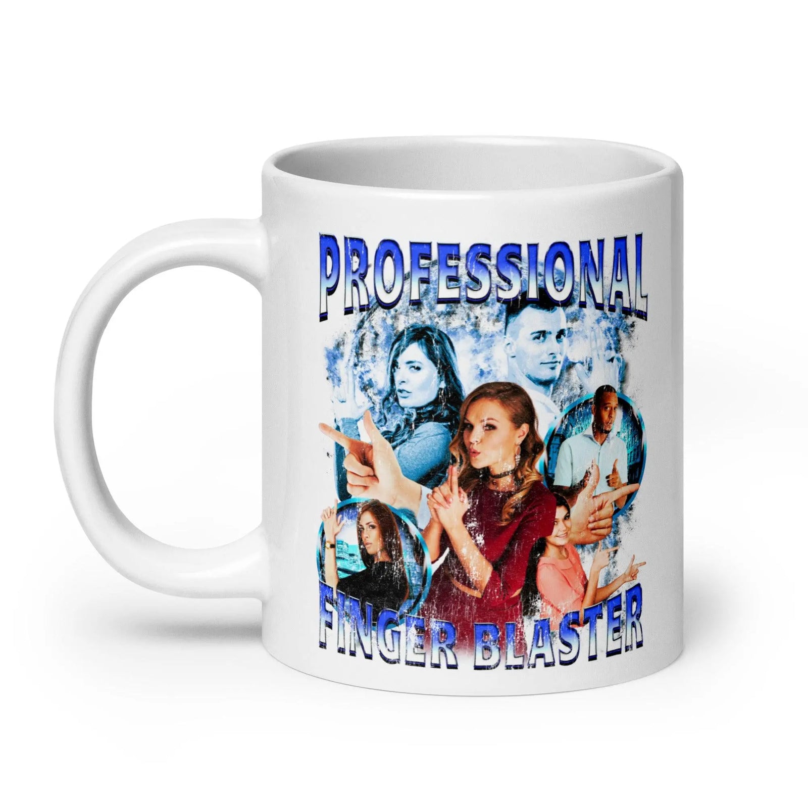 Professional Finger Blaster White glossy mug - Orbital Clothing