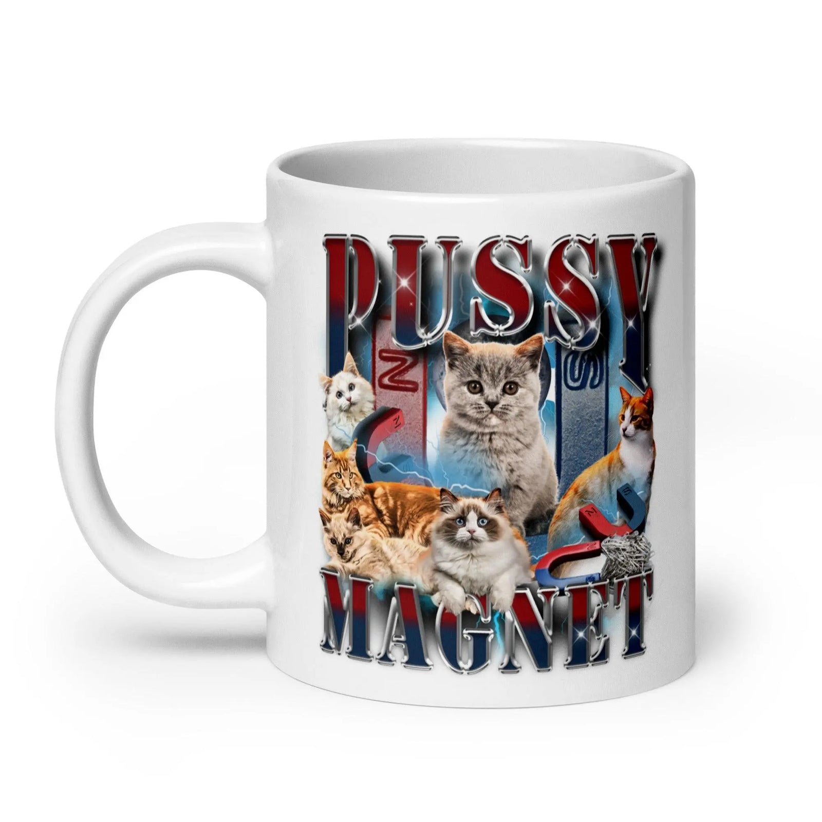 Pussy Magnet White glossy mug - Orbital Clothing