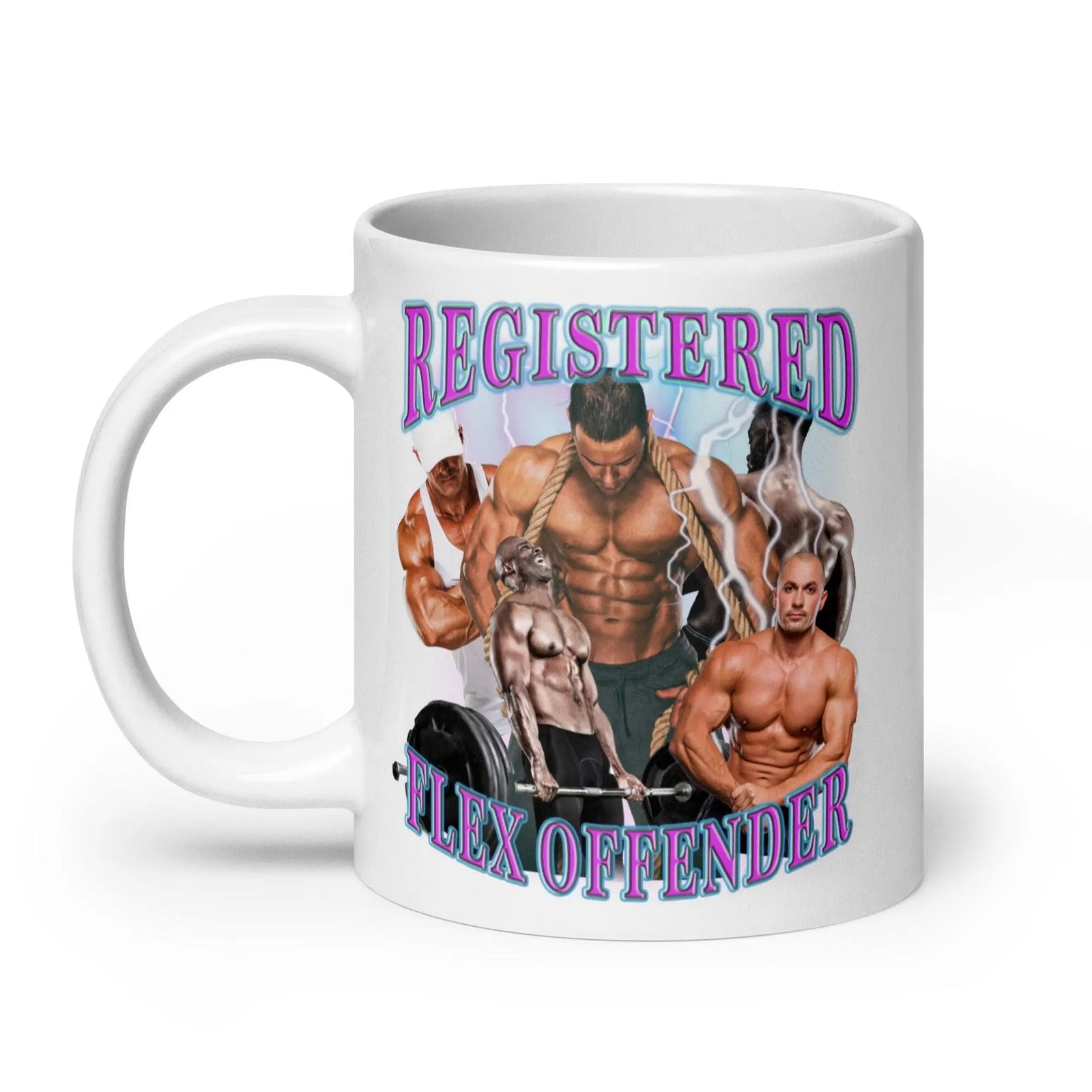Registered Flex Offender White glossy mug - Orbital Clothing
