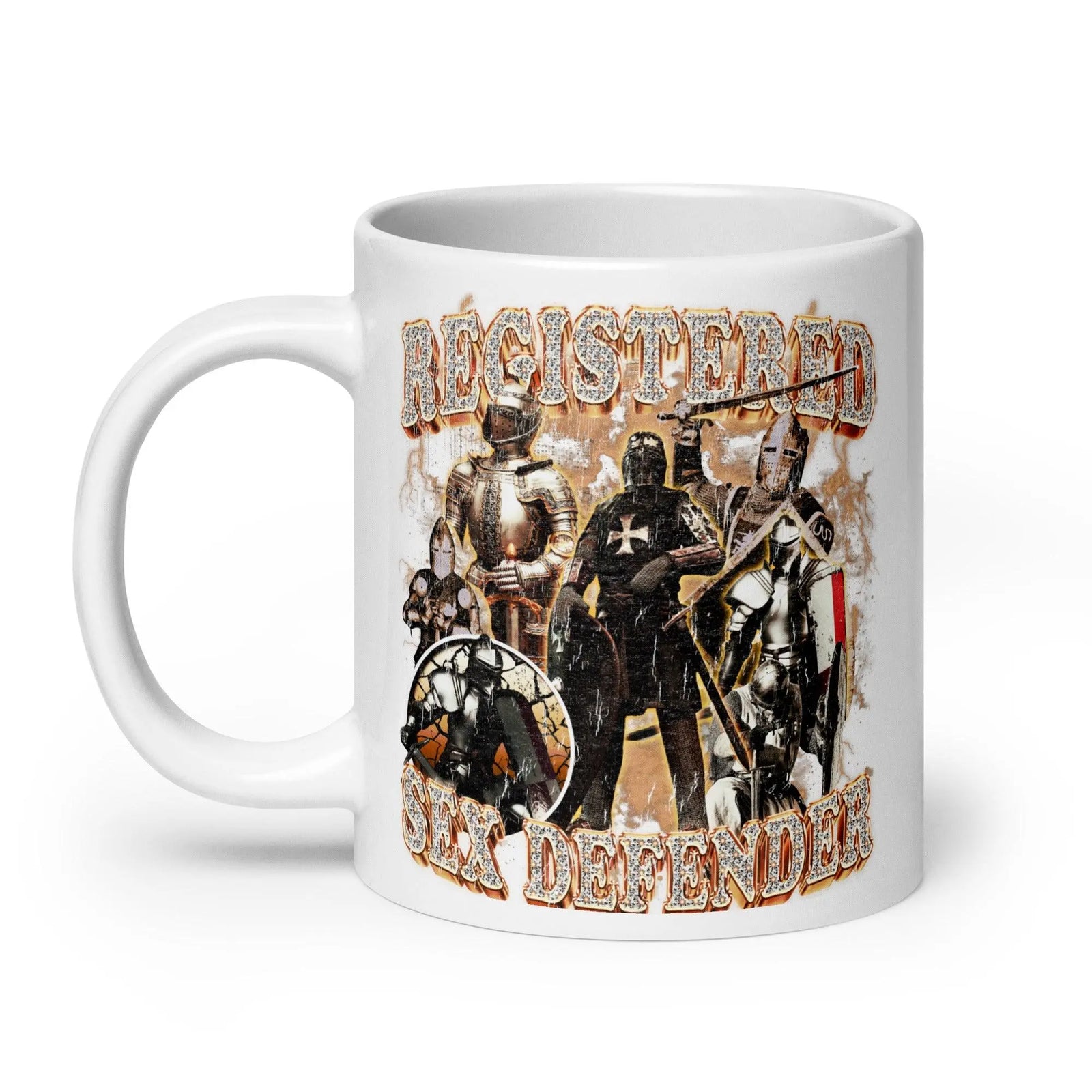 Registered Sex Defender White glossy mug - Orbital Clothing