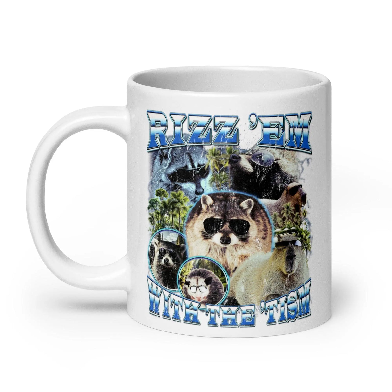 Rizz 'em with the 'tism White glossy mug - Orbital Clothing