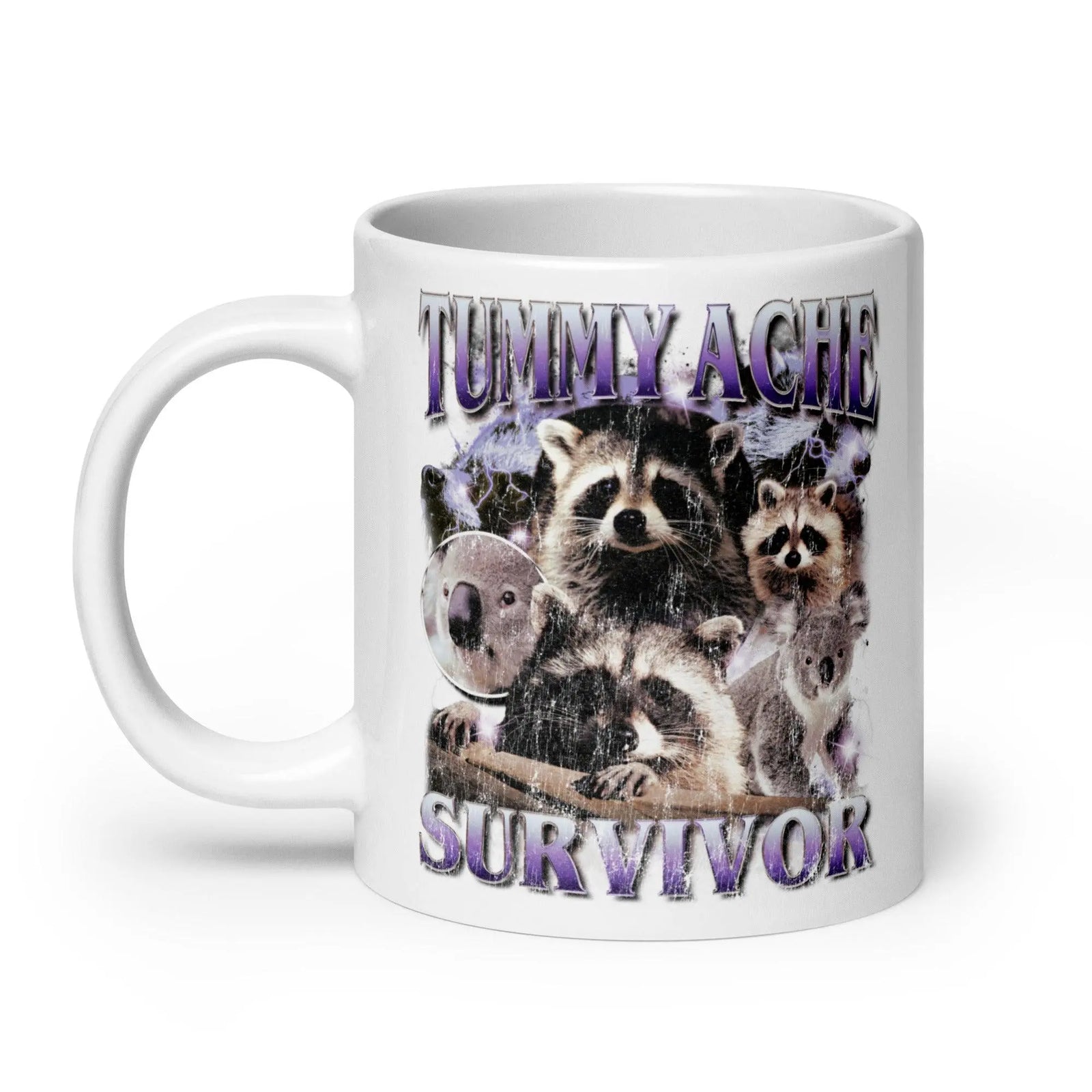 Tummy Ache Survivor White glossy mug - Orbital Clothing