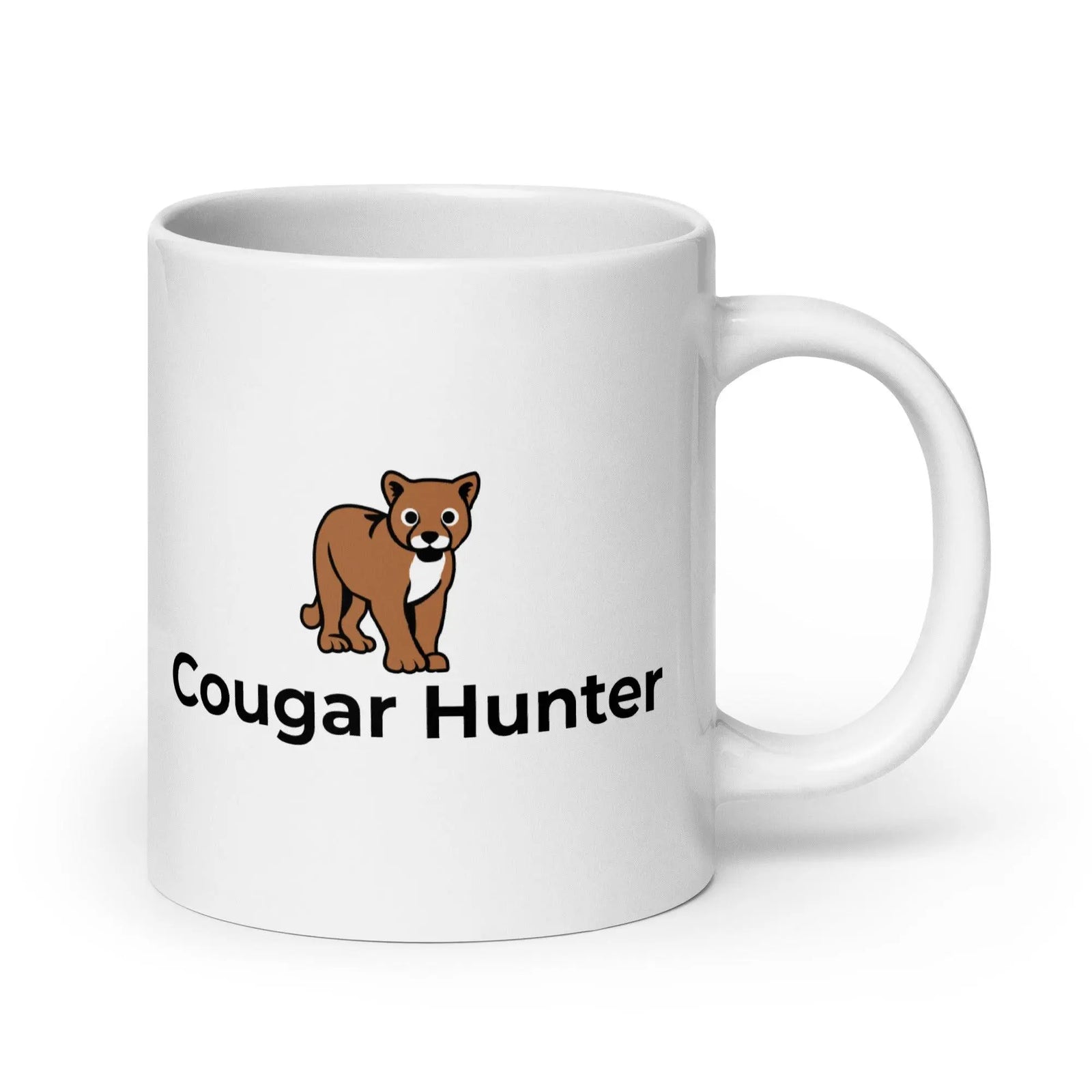 Cougar Hunter White glossy mug - Orbital Clothing