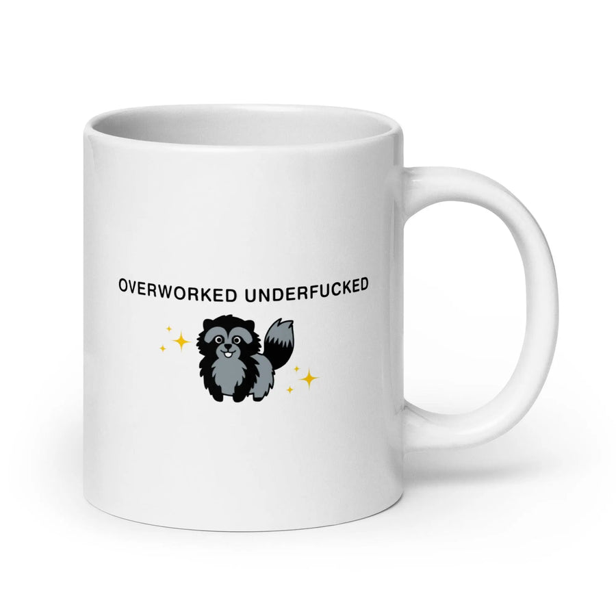 Overworked Underfucked White glossy mug - Orbital Clothing