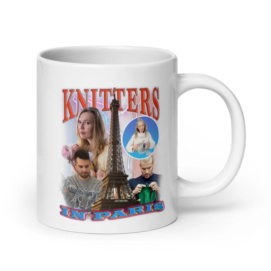 Knitters in Paris White glossy mug - Orbital Clothing