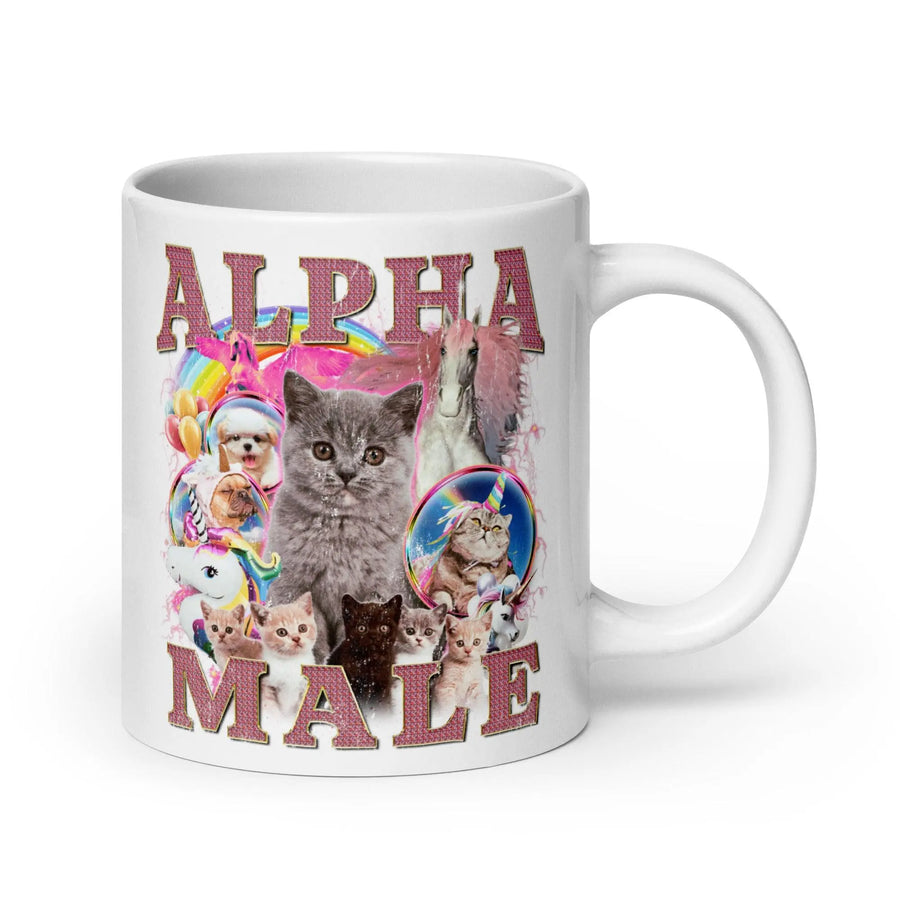Alpha Male White glossy mug - Orbital Clothing